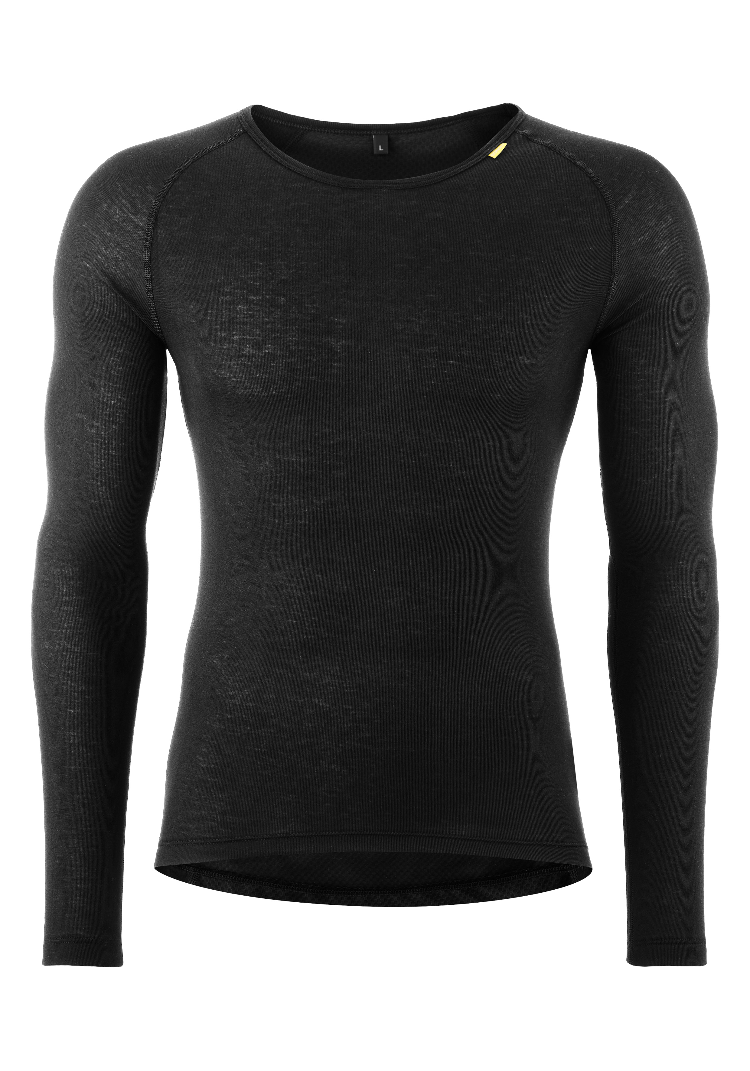 Langenärmelshirt, Schwarzes Oberteil, Rundhals, Dünner Stoff, Baumwolle/Polyester Mischung