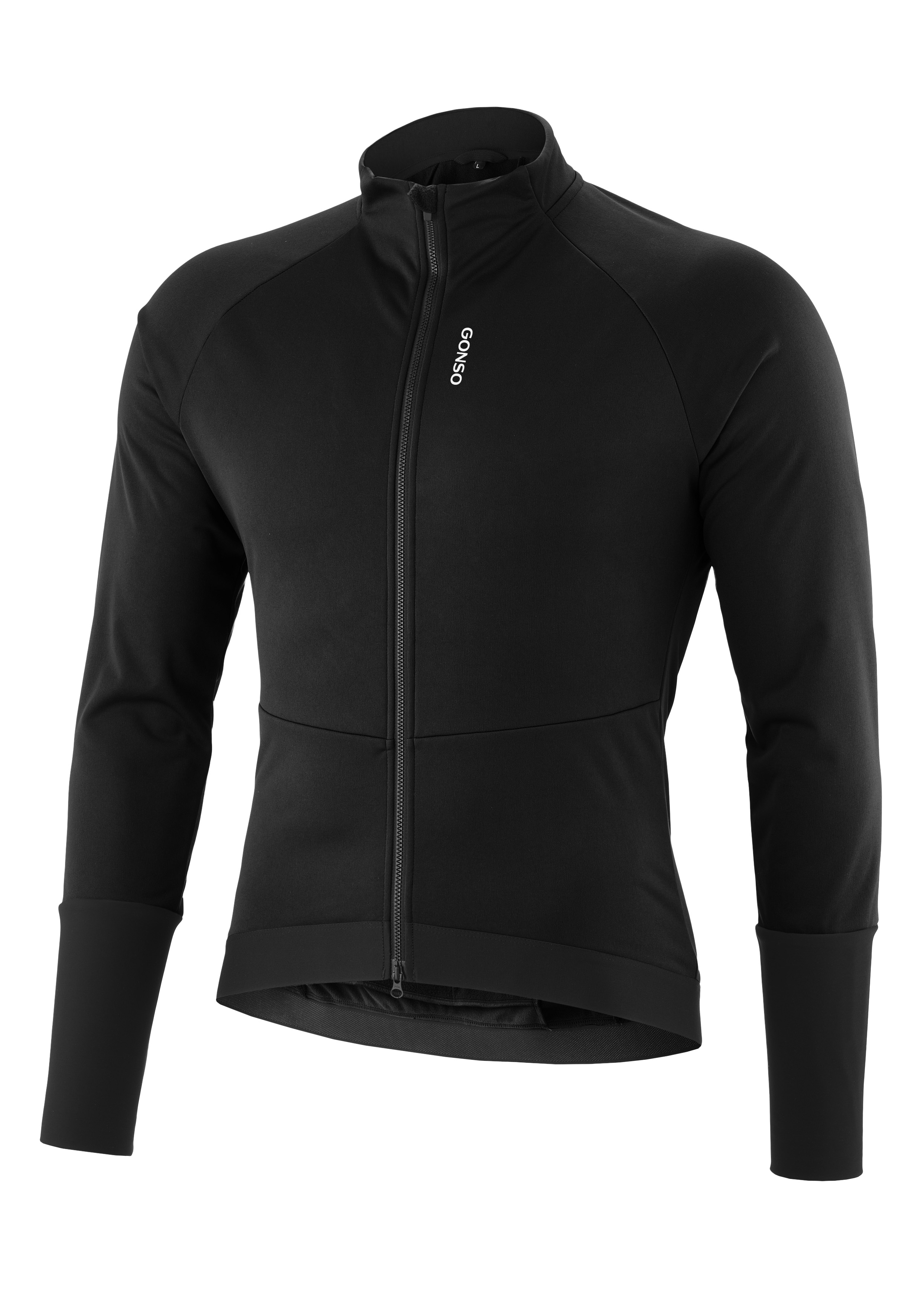 Radsportjacke, Langarmjacke, Zipperjacke, Schwarz, Fahrradbekleidung