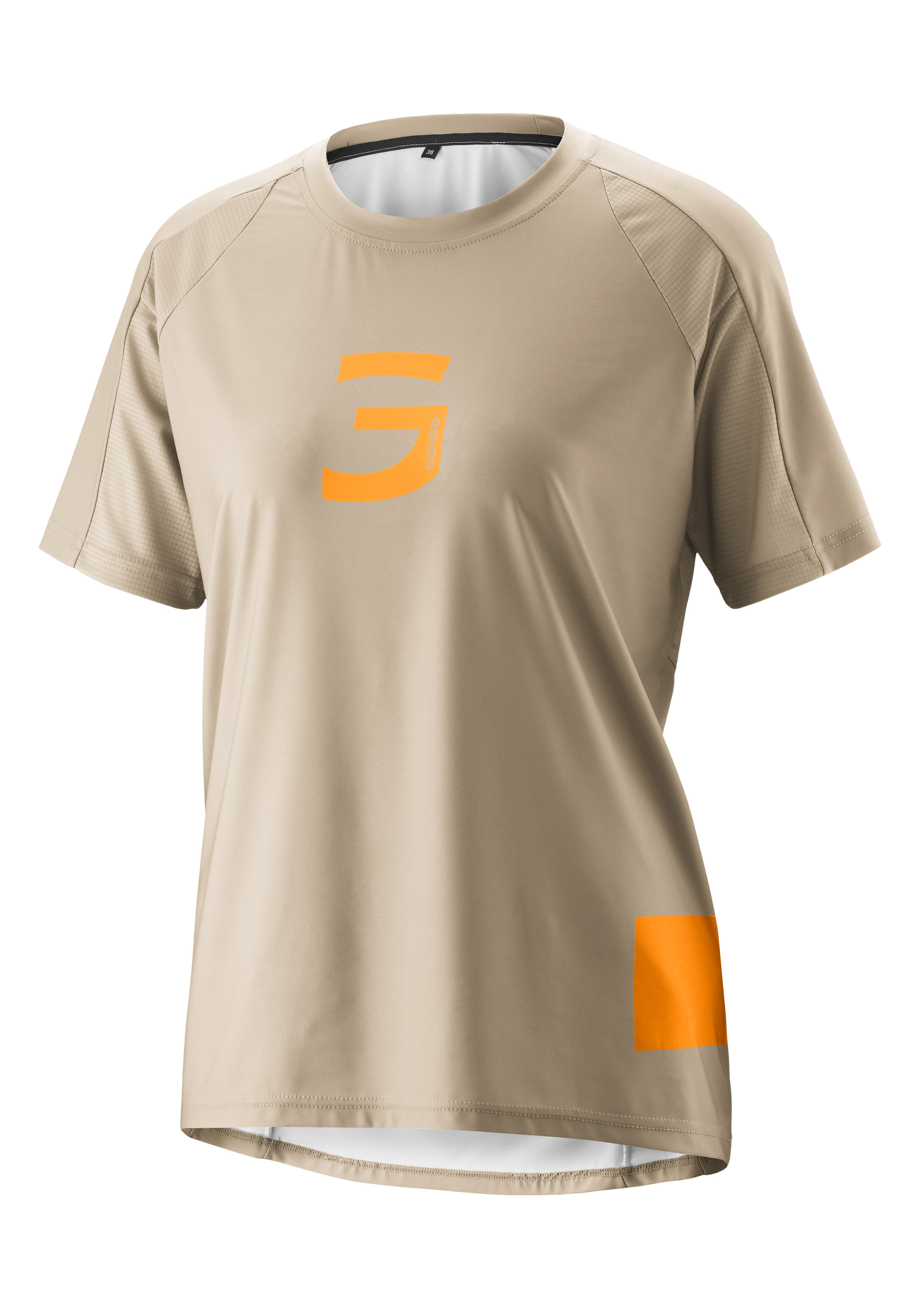 T-Shirt, Beige, Kurzarm, Beige Shirt?, Orange Logo?