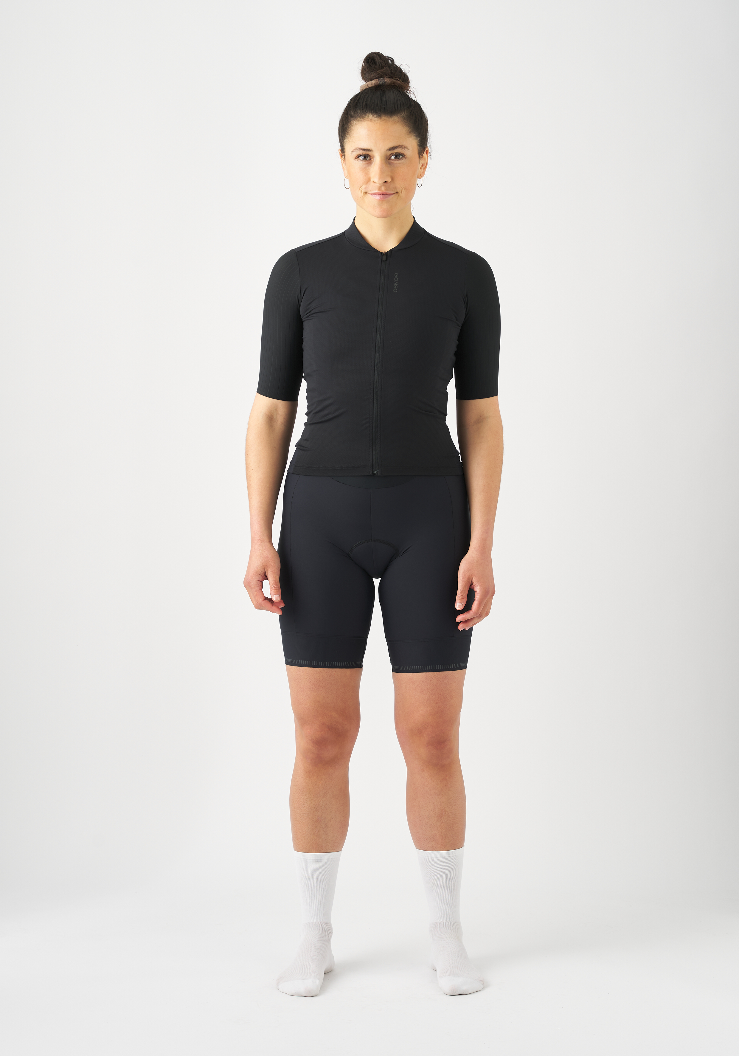 Radtrikot, Kurzarm, Schwarzes Set, Reißverschluss, Kleidung