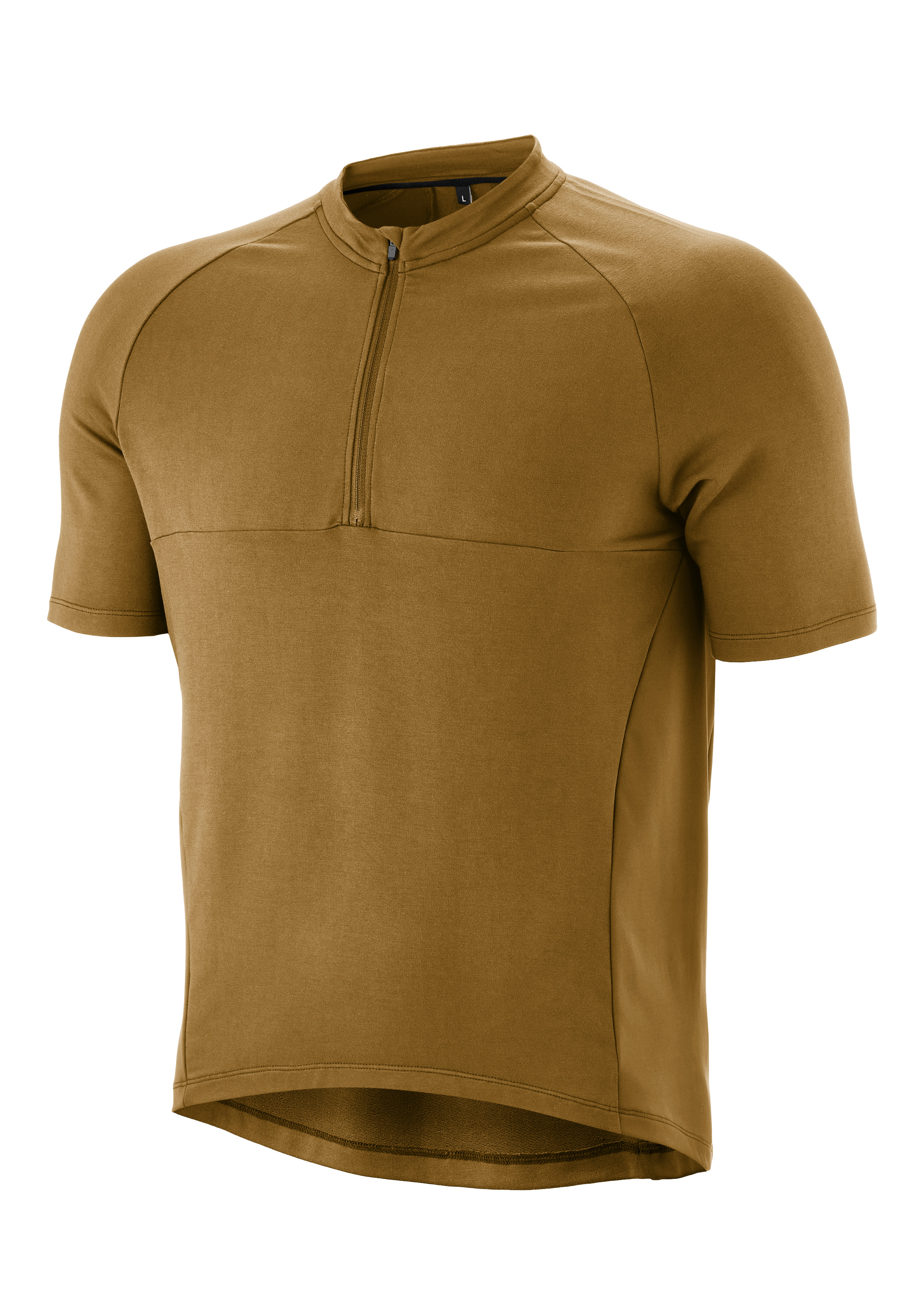T-Shirt, Kurzarm, Reißverschluss, Kamelbraun, Sportswear