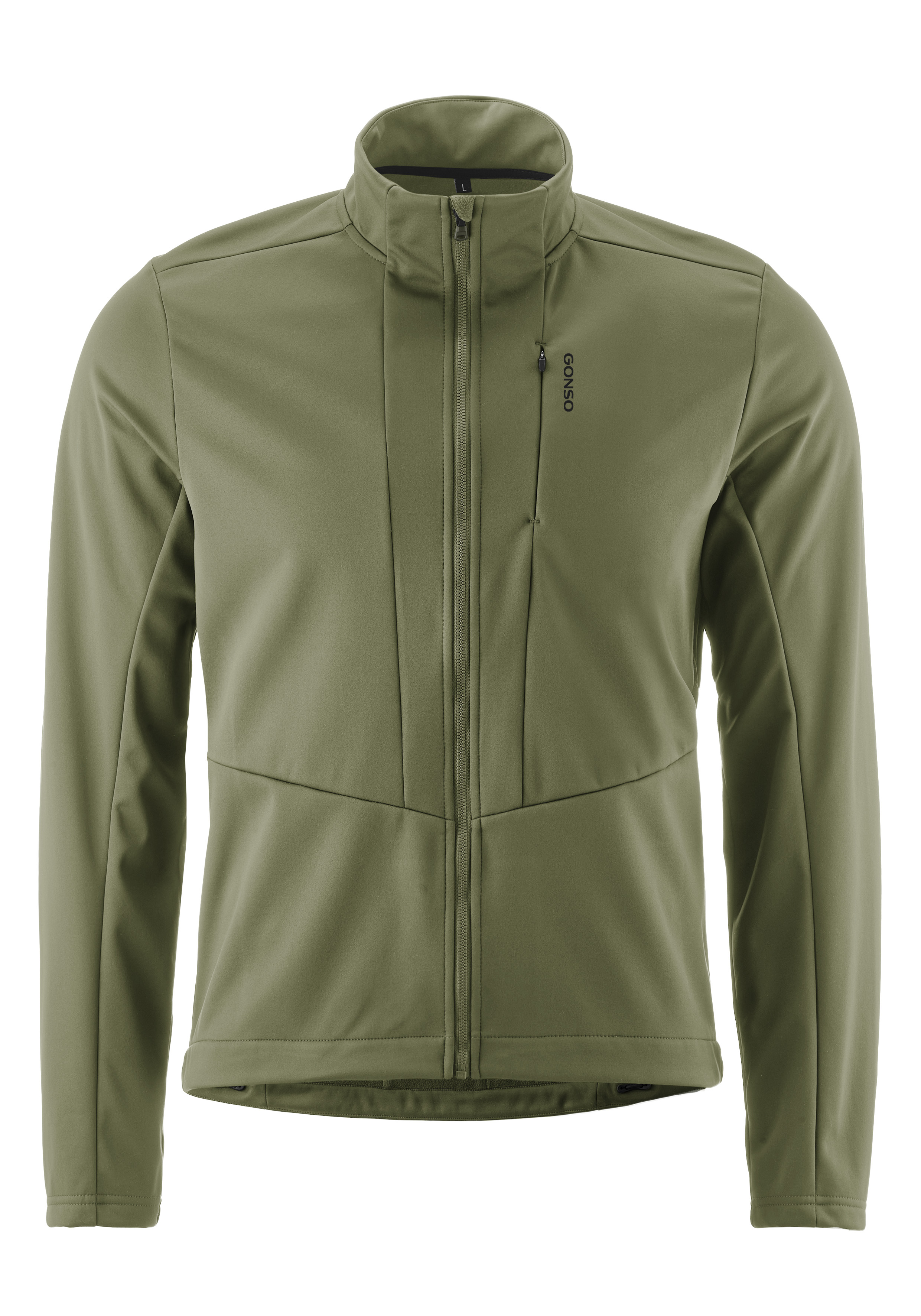 Regenjacke, Fahrradjacke, Softshell, militärgrün, Front-Reißverschluss