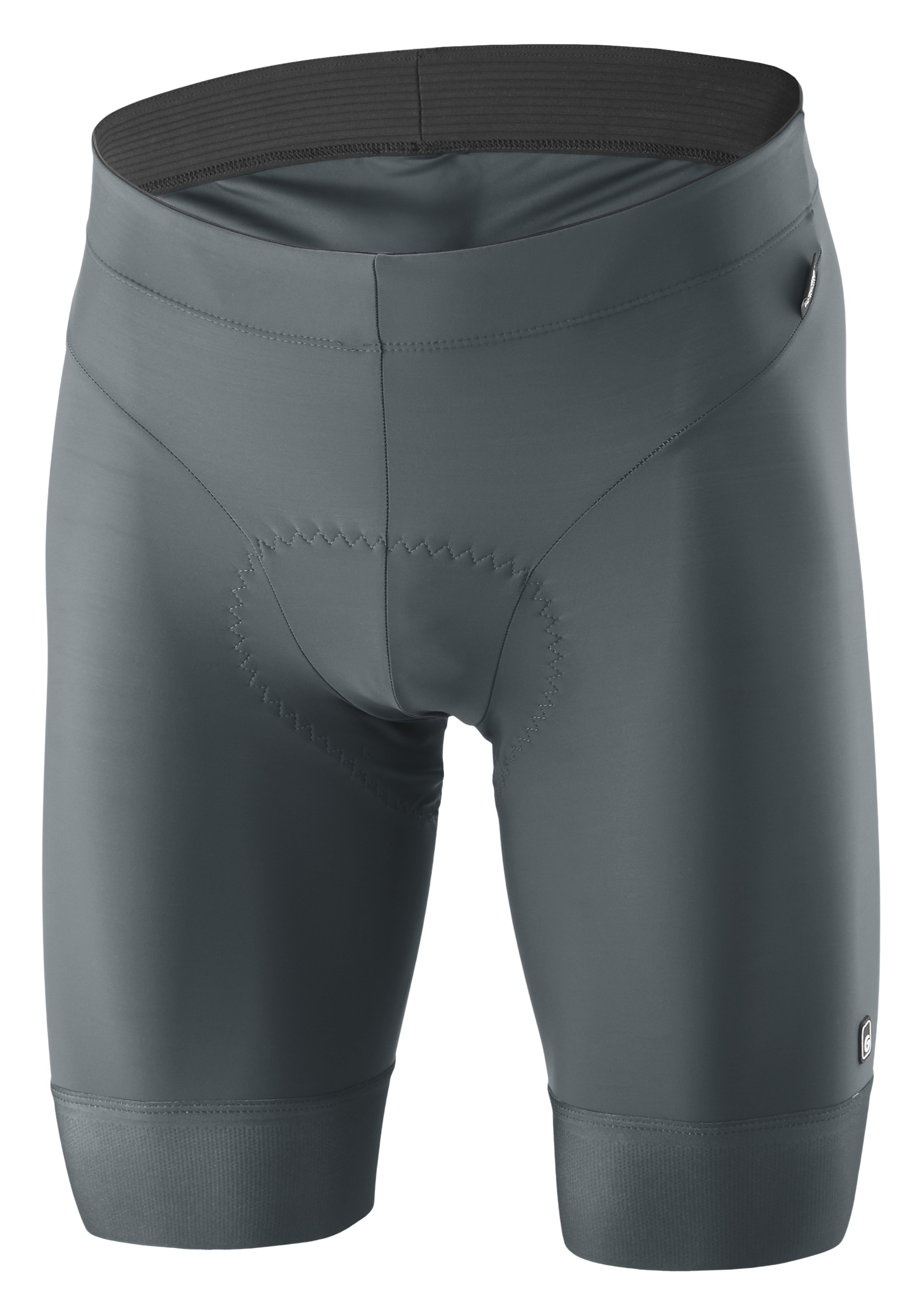 Radhose, Bike-Shorts, Lederähnlich, Dunkelgrau, Sattelnaht, Radsport-Shorts, Bike-Shorts, Leder-ähnlich, gerader Bund, Schlauchnaht-Detail