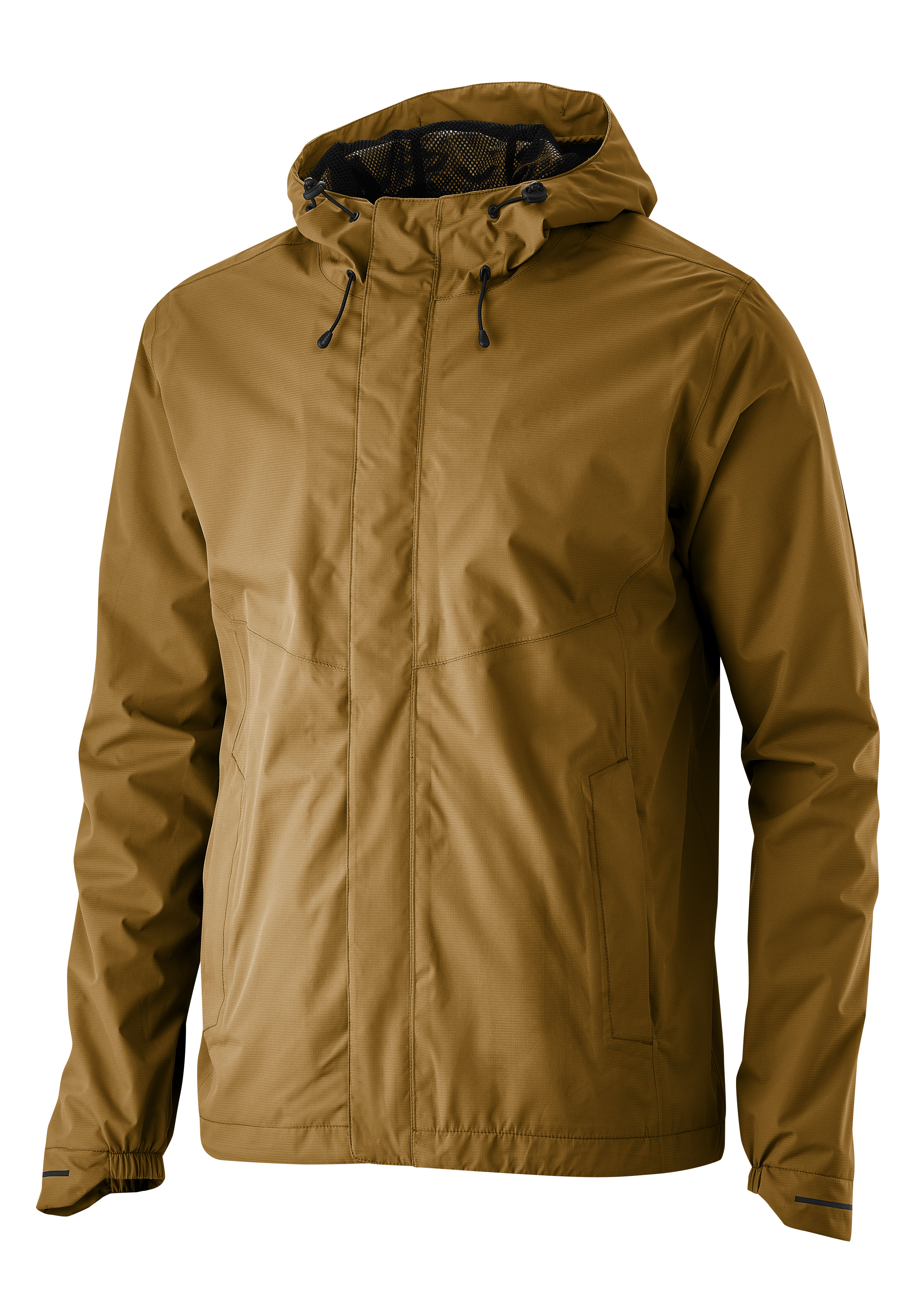 Hooded jacket, Windbreaker, Brown, Front zipper, Pockets
