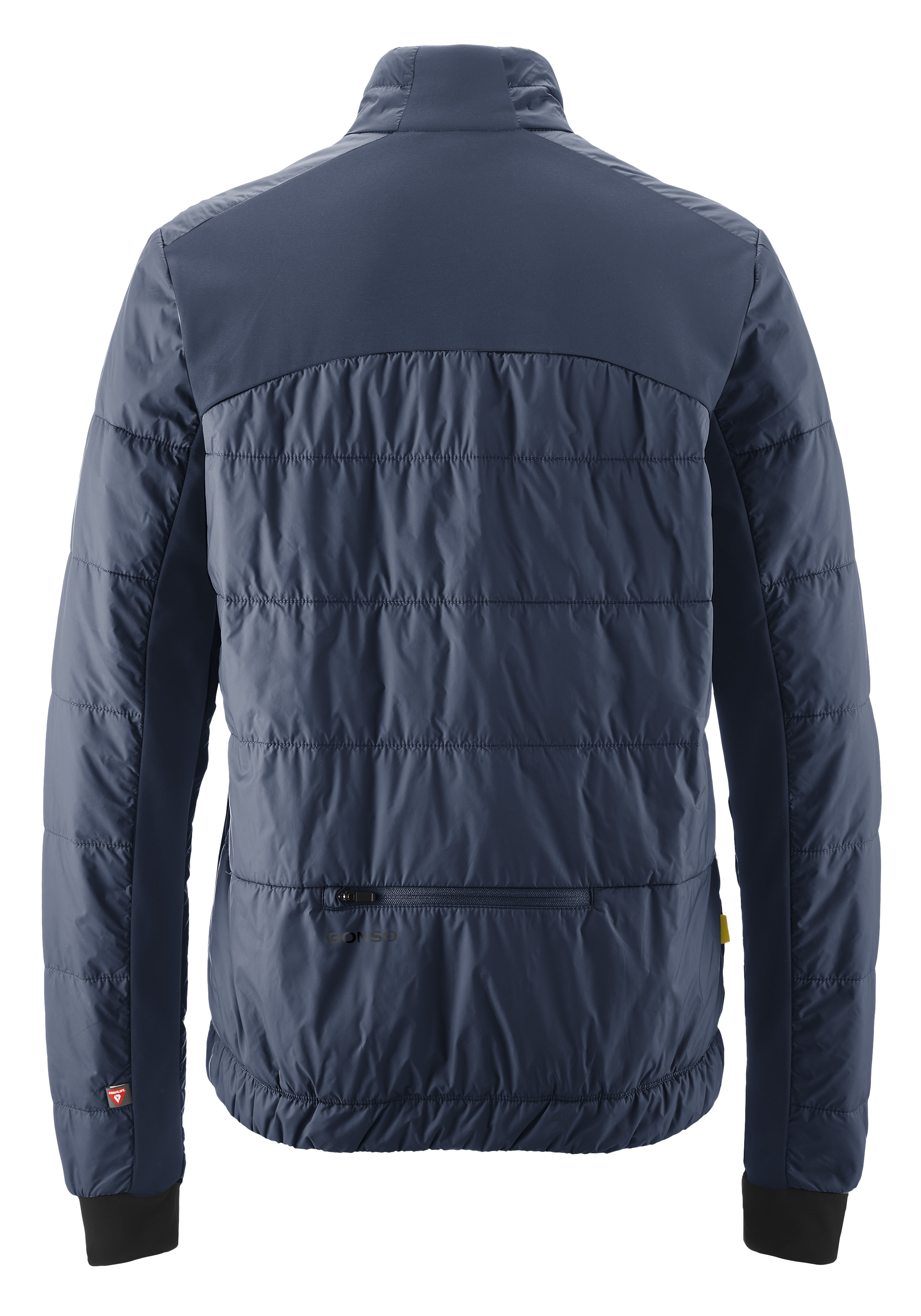 Dünne Steppjacke, Pufferjacke, Blaue Jacke, Rückenansicht, Seitentasche Reißverschluss
