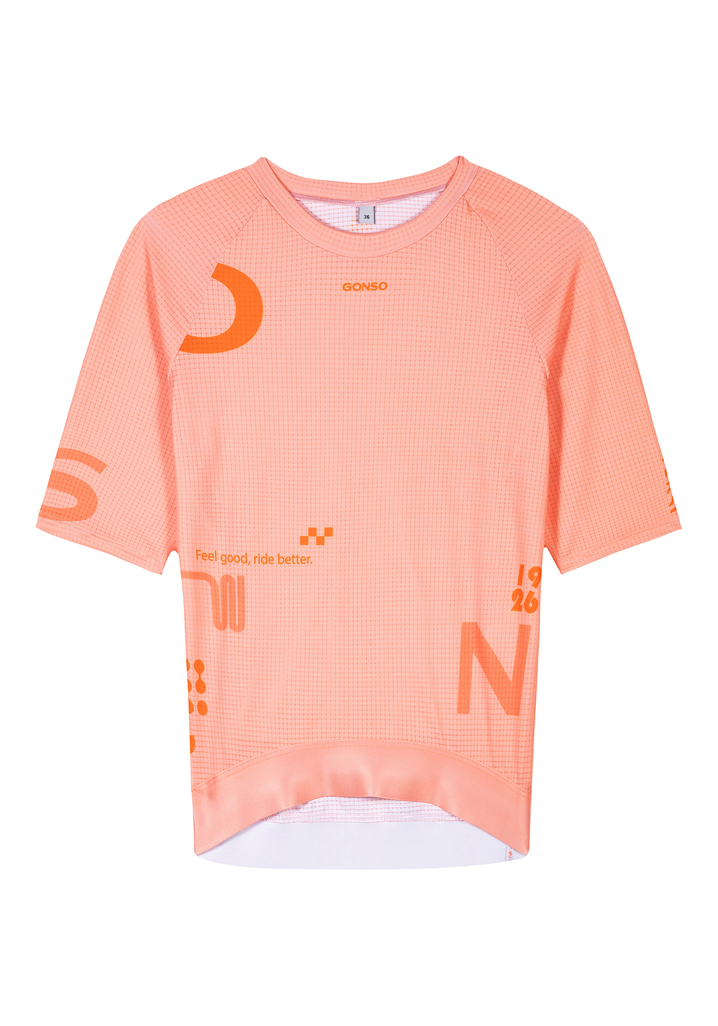 High Summer Jersey Zipless W T-Shirt, Rennshirt, Kurzarm, Hautfarbe-Orange, Print-Design
