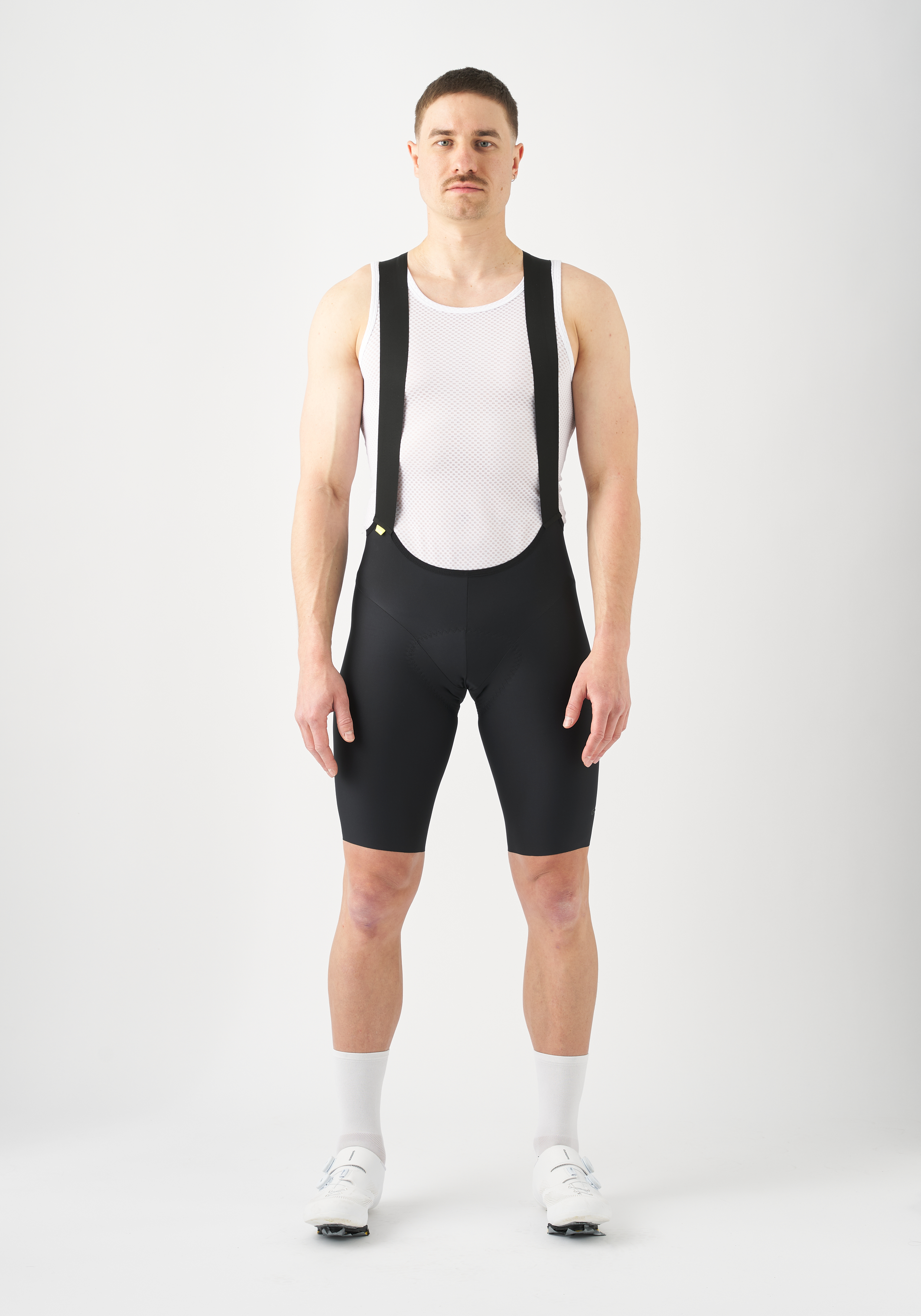 Radsportbekleidung, Bib-Shorts, Trägerhose, Schwarz, Mesh