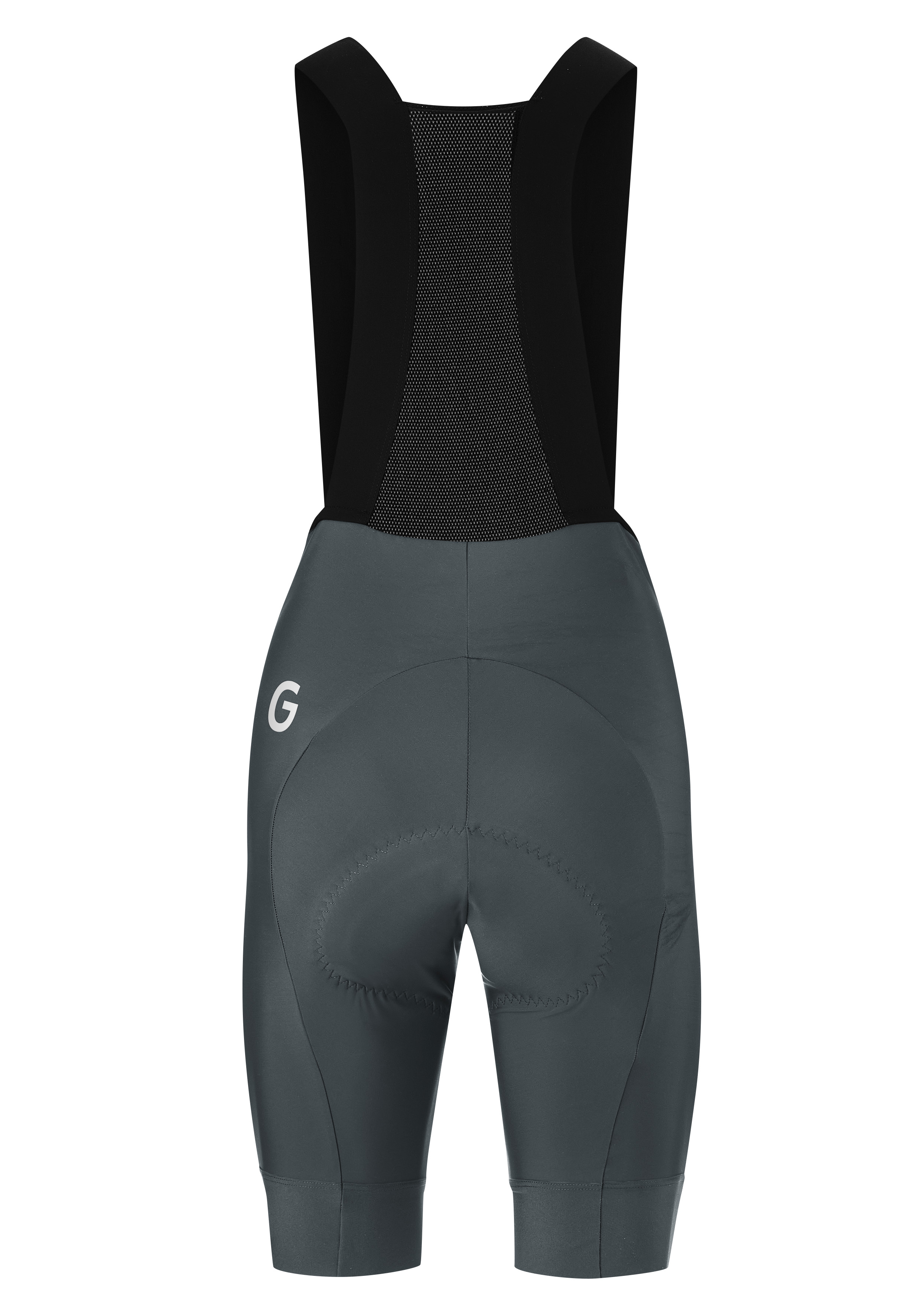 cycling bib shorts, mesh back, padded shorts, dark grey, suspender shorts