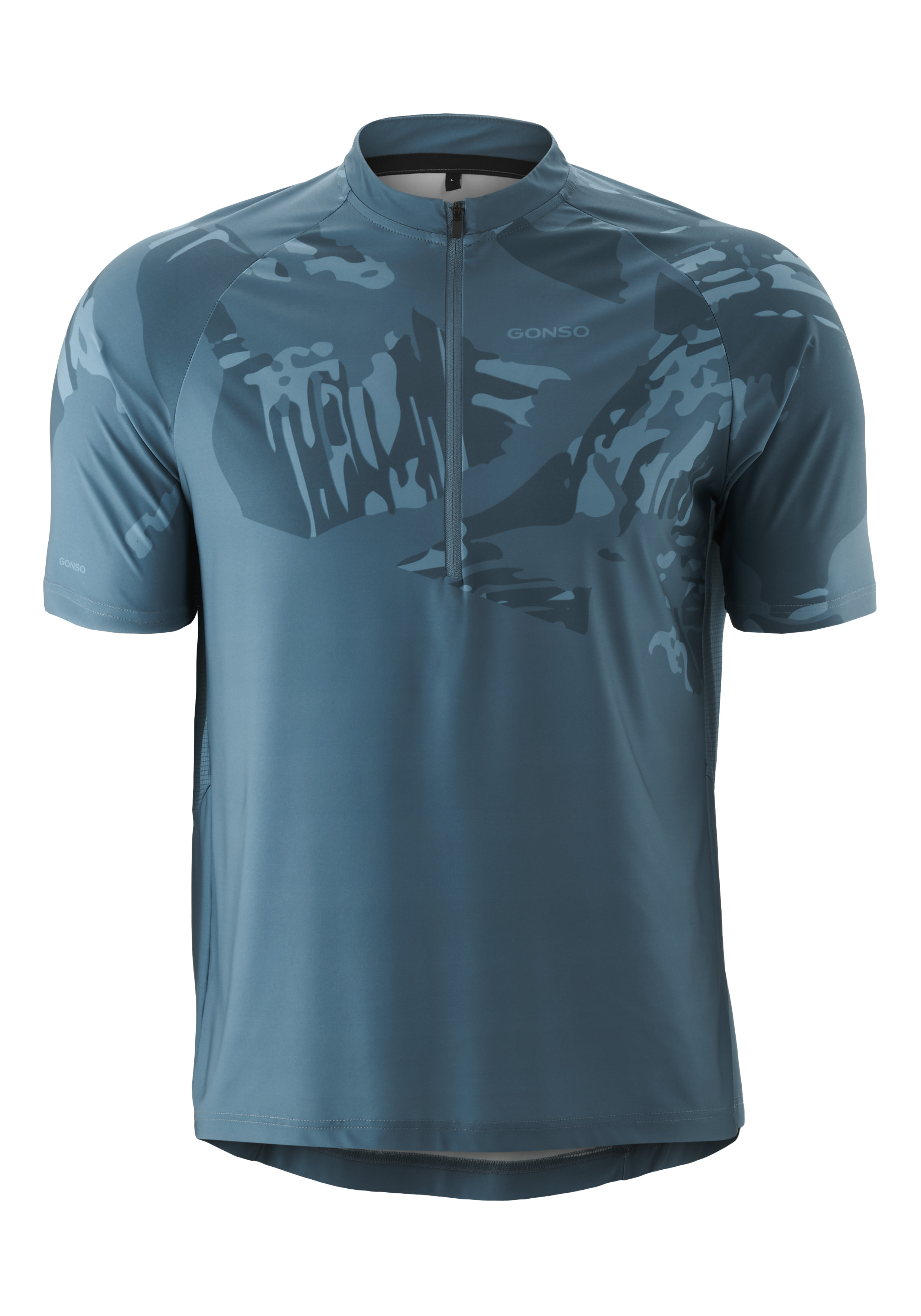 T-Shirt, Kurzarm, Reißverschluss, Camouflage, Muster