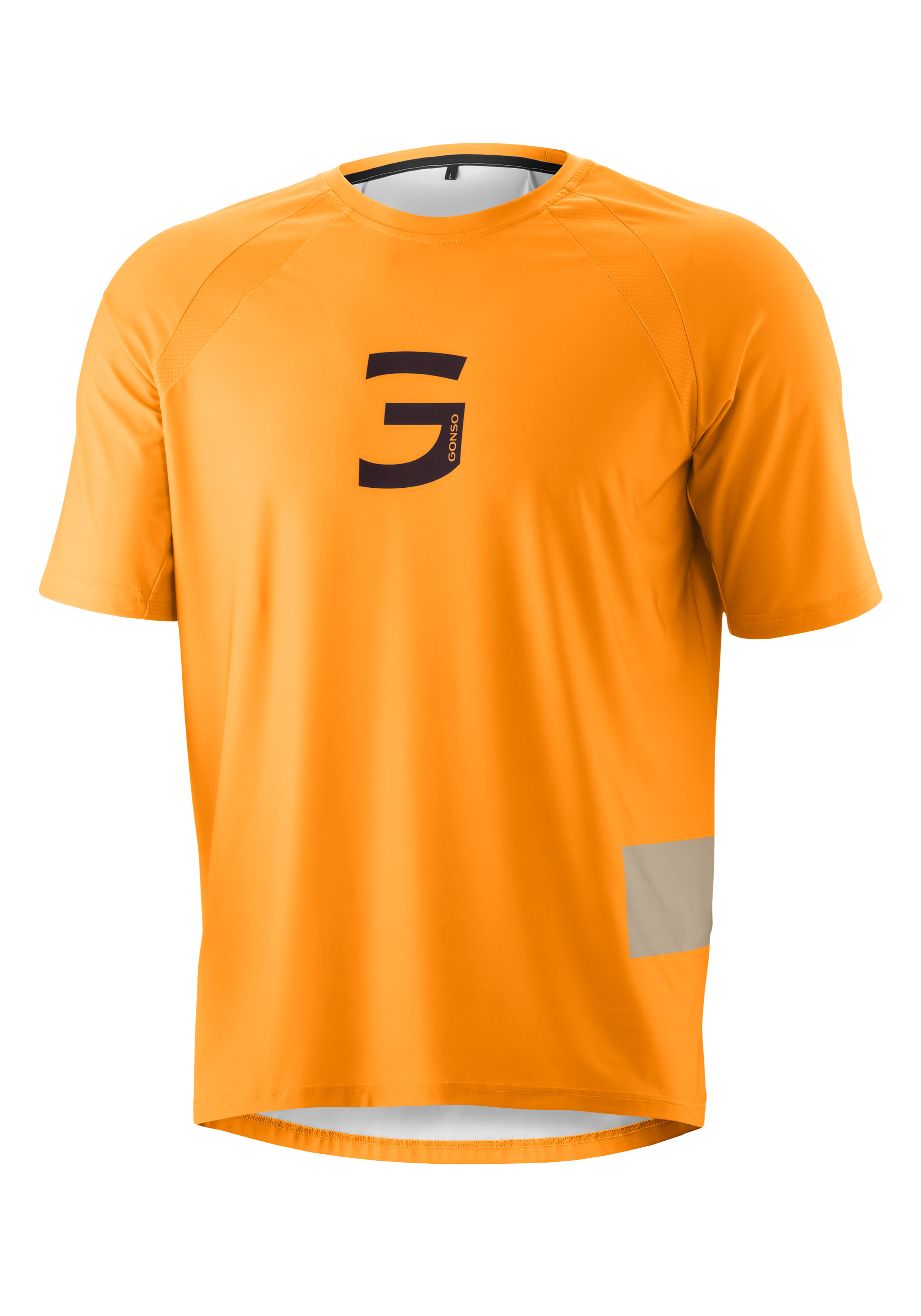 Tee, Rundhals, Kurzarm, Orange, Reflektierendes Detail