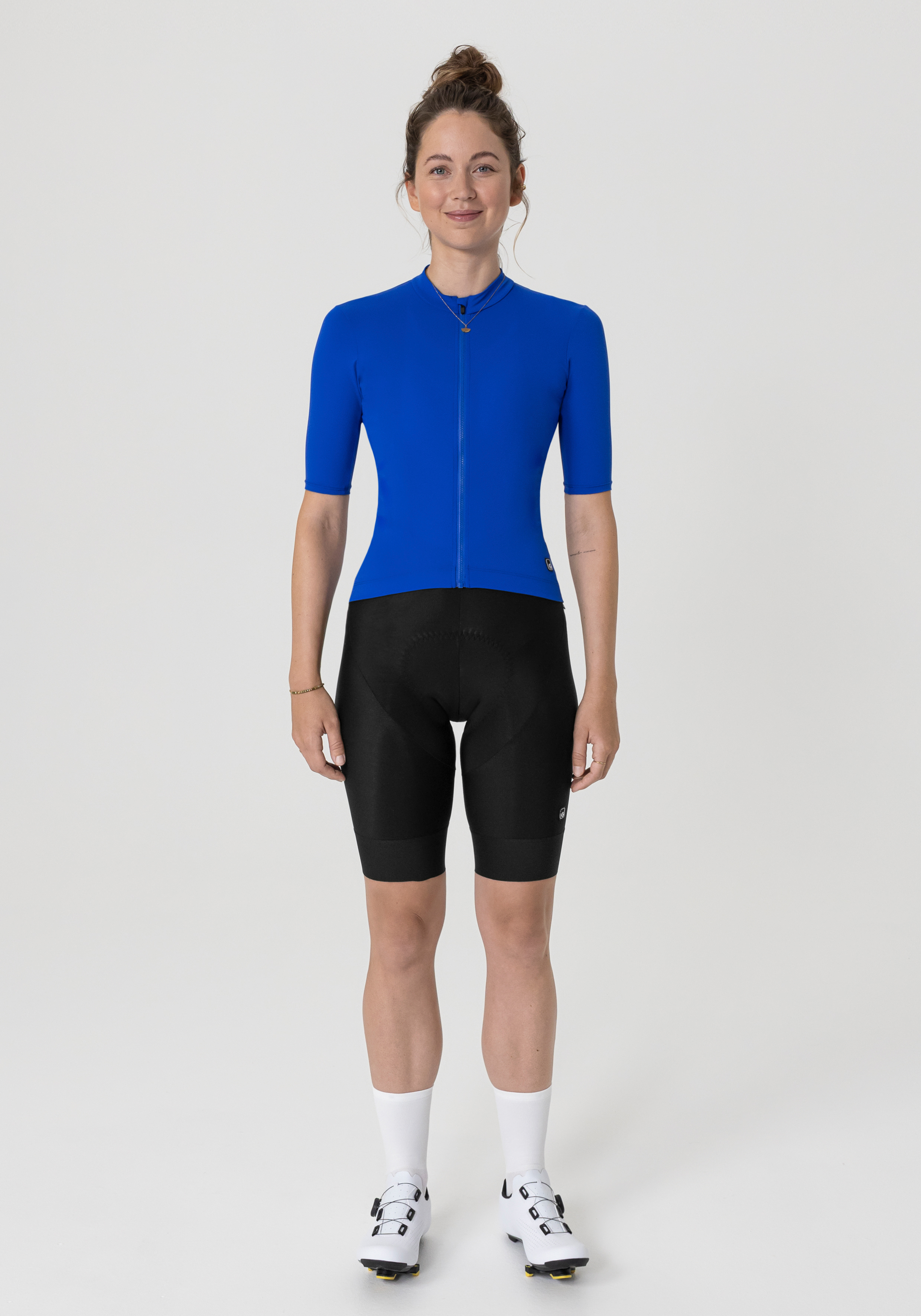 Road Jersey W Blue Edition Radtrikot, Kurzarm, Front-RV, Körpernah, Zierreißverschluss