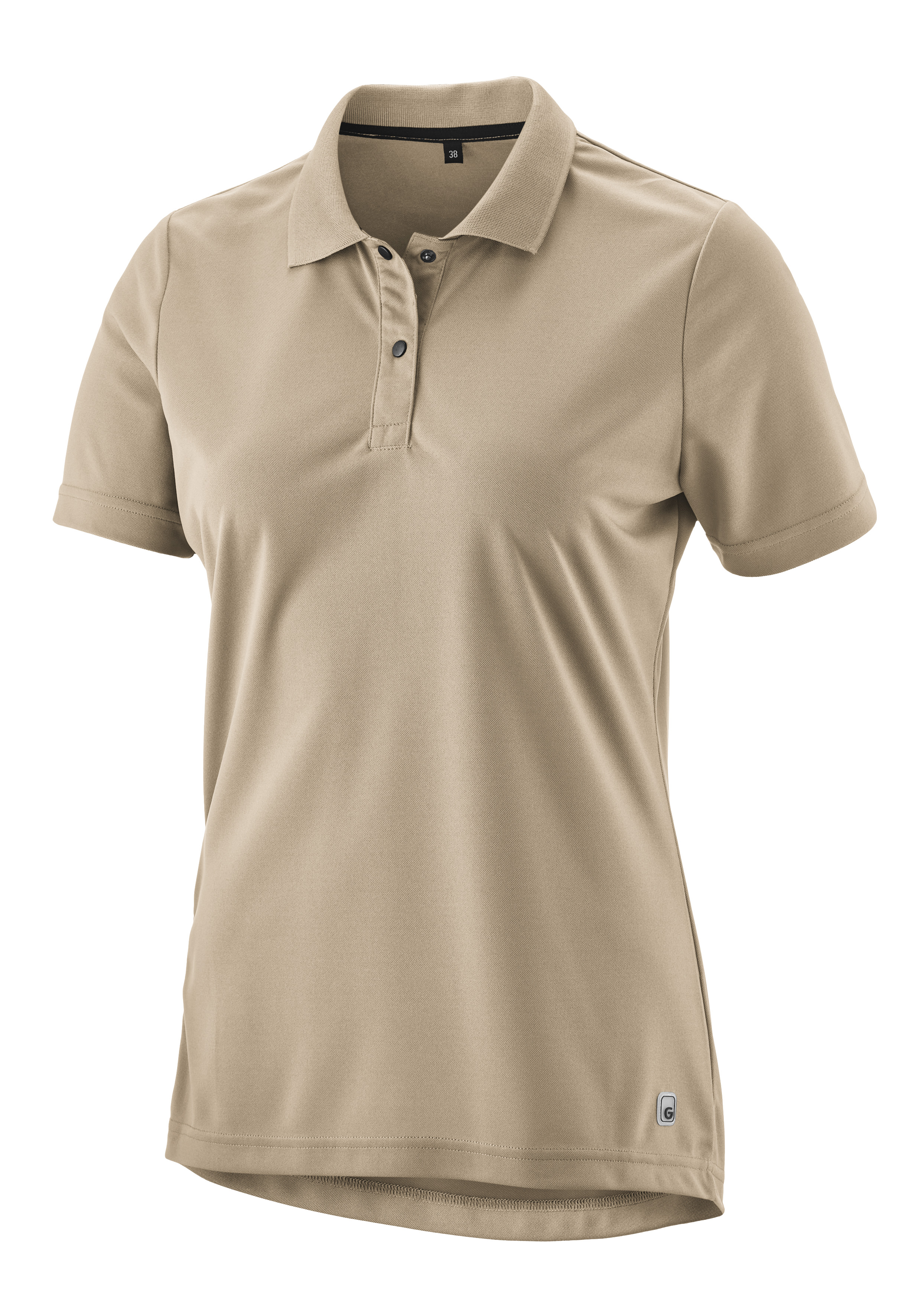 Polo shirt, Beige, Kurzarm, Kragen, Knopfverschluss