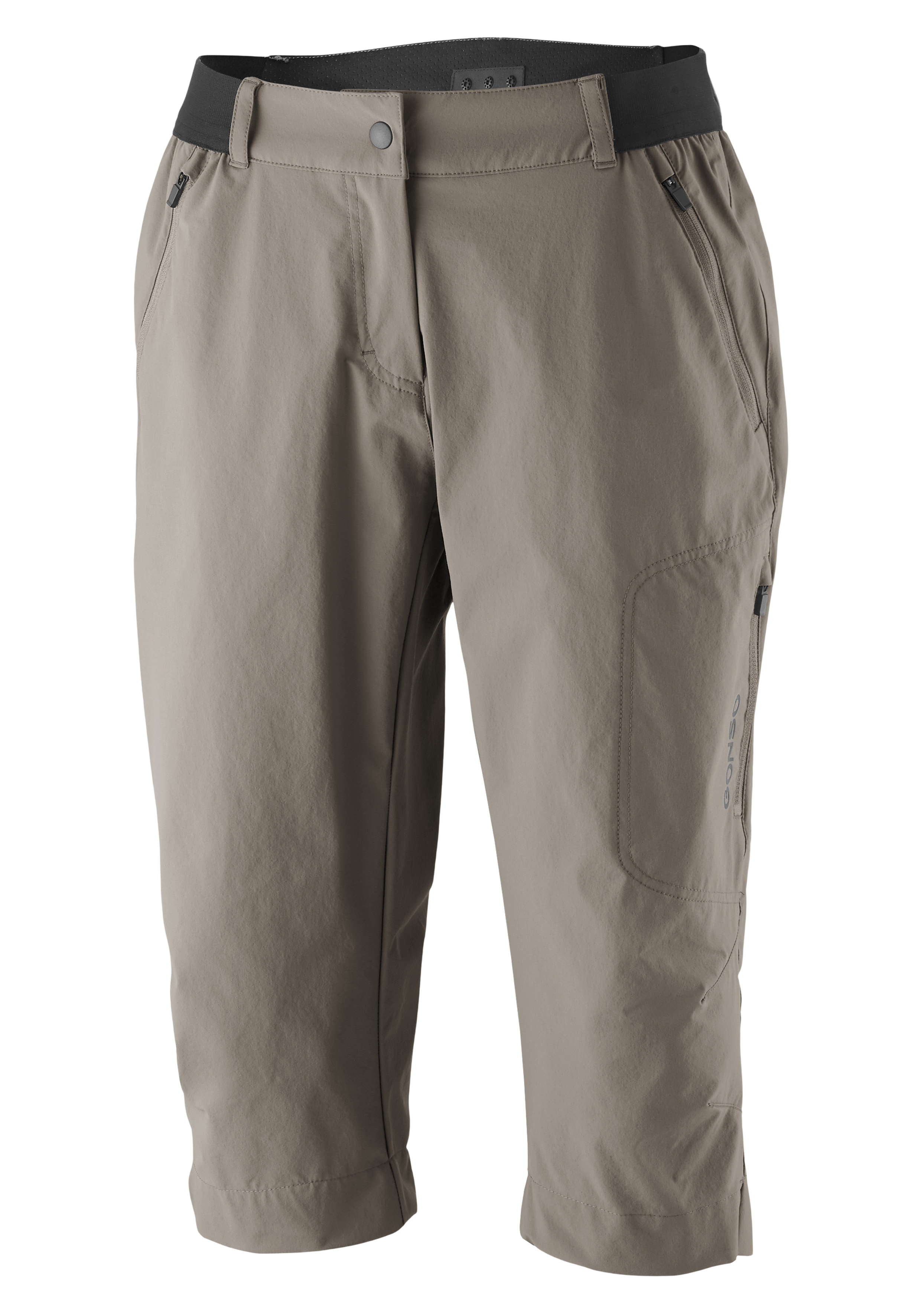 Hose, Kniebund, Reißverschluss-Taschen, Kargo-Taschen, Beige, Hose, Bein, Trekking, Outdoor, Grau