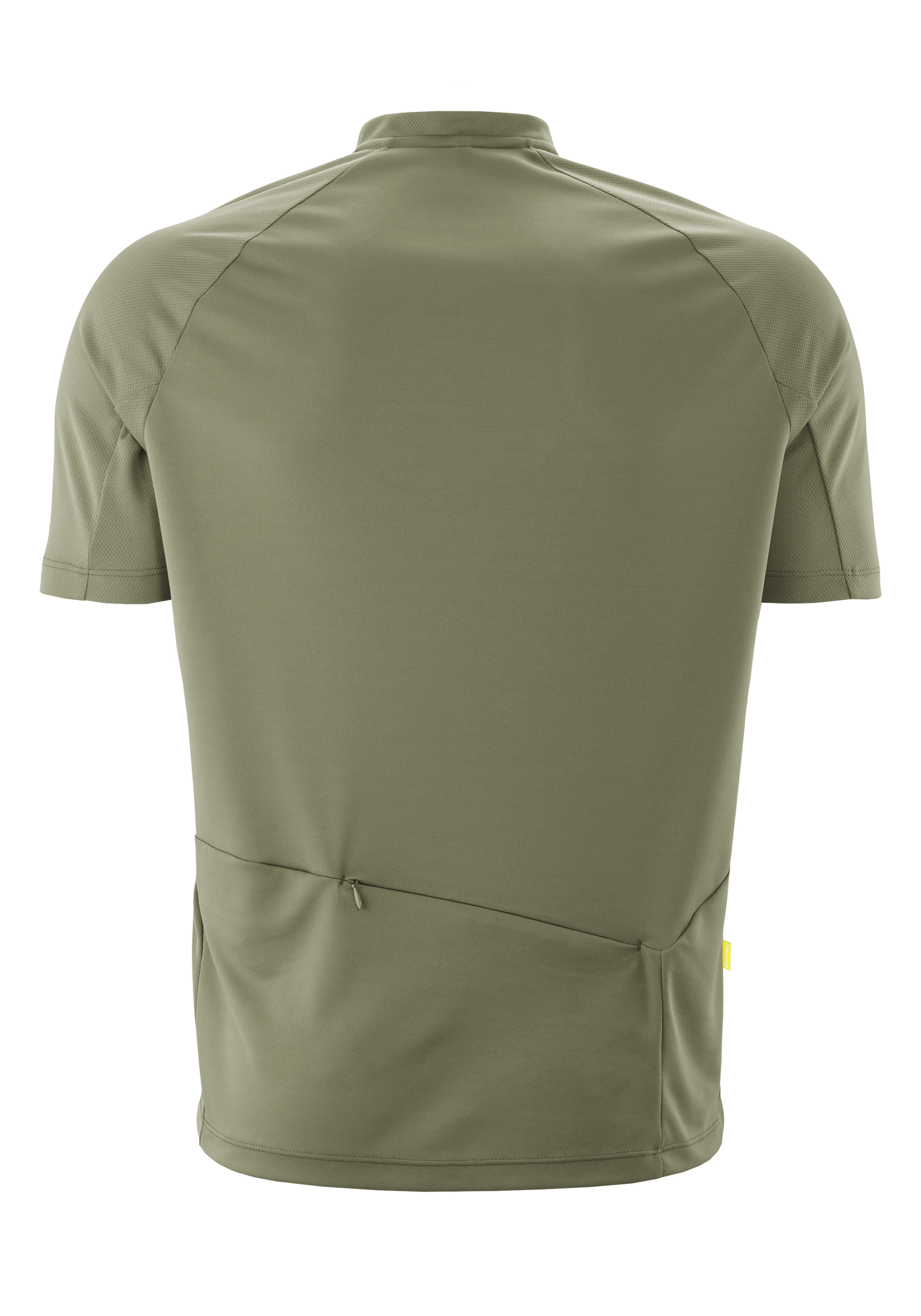 T-Shirt, Kurzarm, Mesh, Olive, Rückseite mit Reißverschluss
