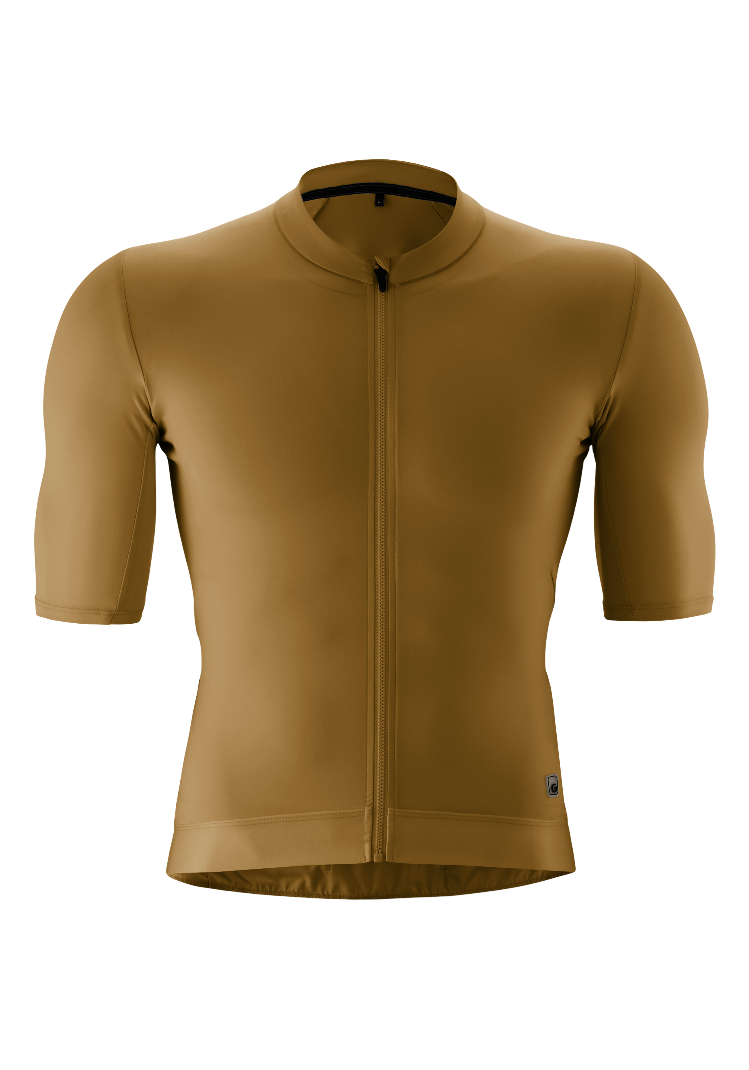 Fahrradtrikot, Reißverschlussjacke, kurze Ärmel, Kamelfarbe, fitteden athletic