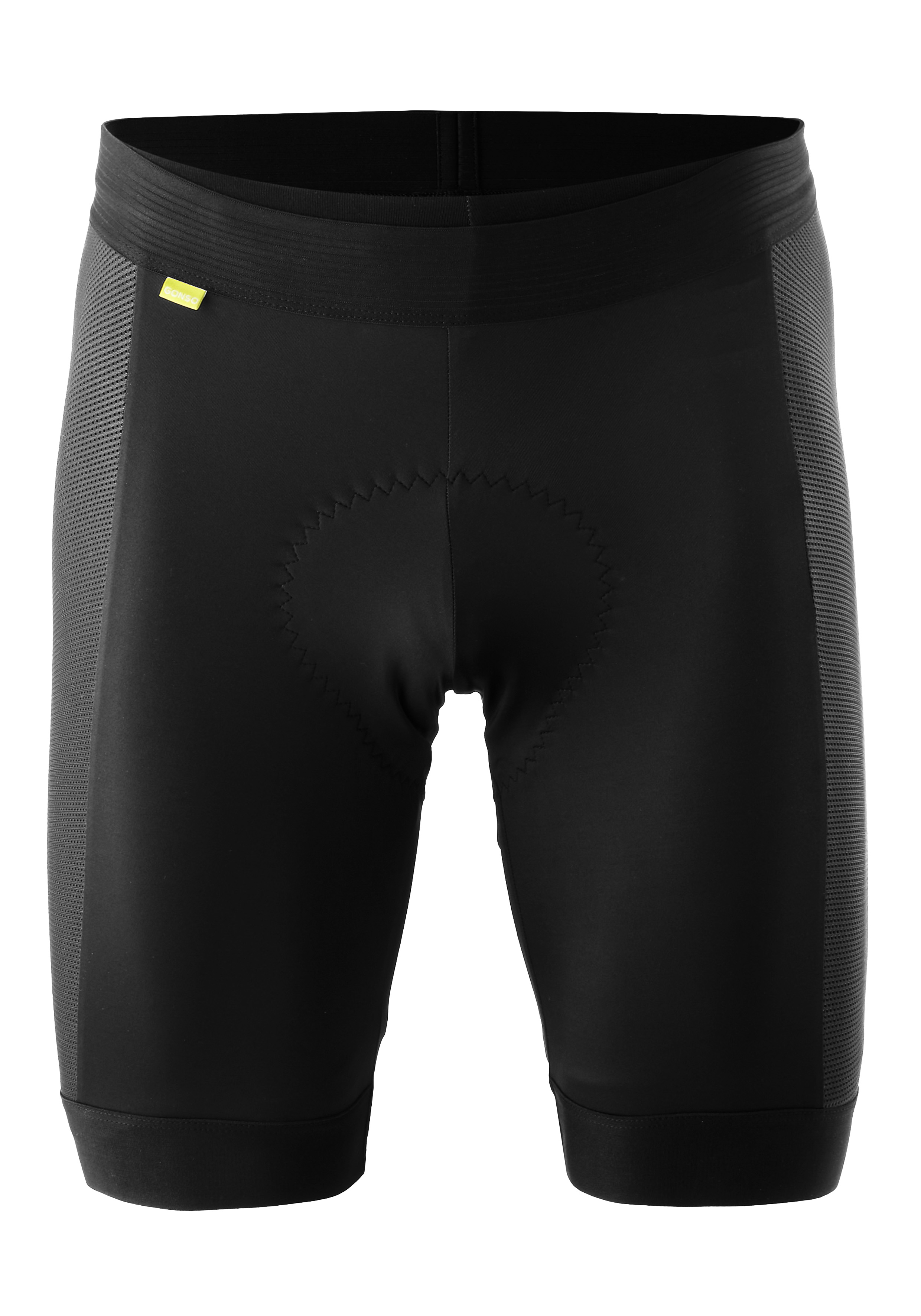 SQlab Go U M cycling shorts, schwarz, gepolstert, Netzpanelen, Elastikstoff