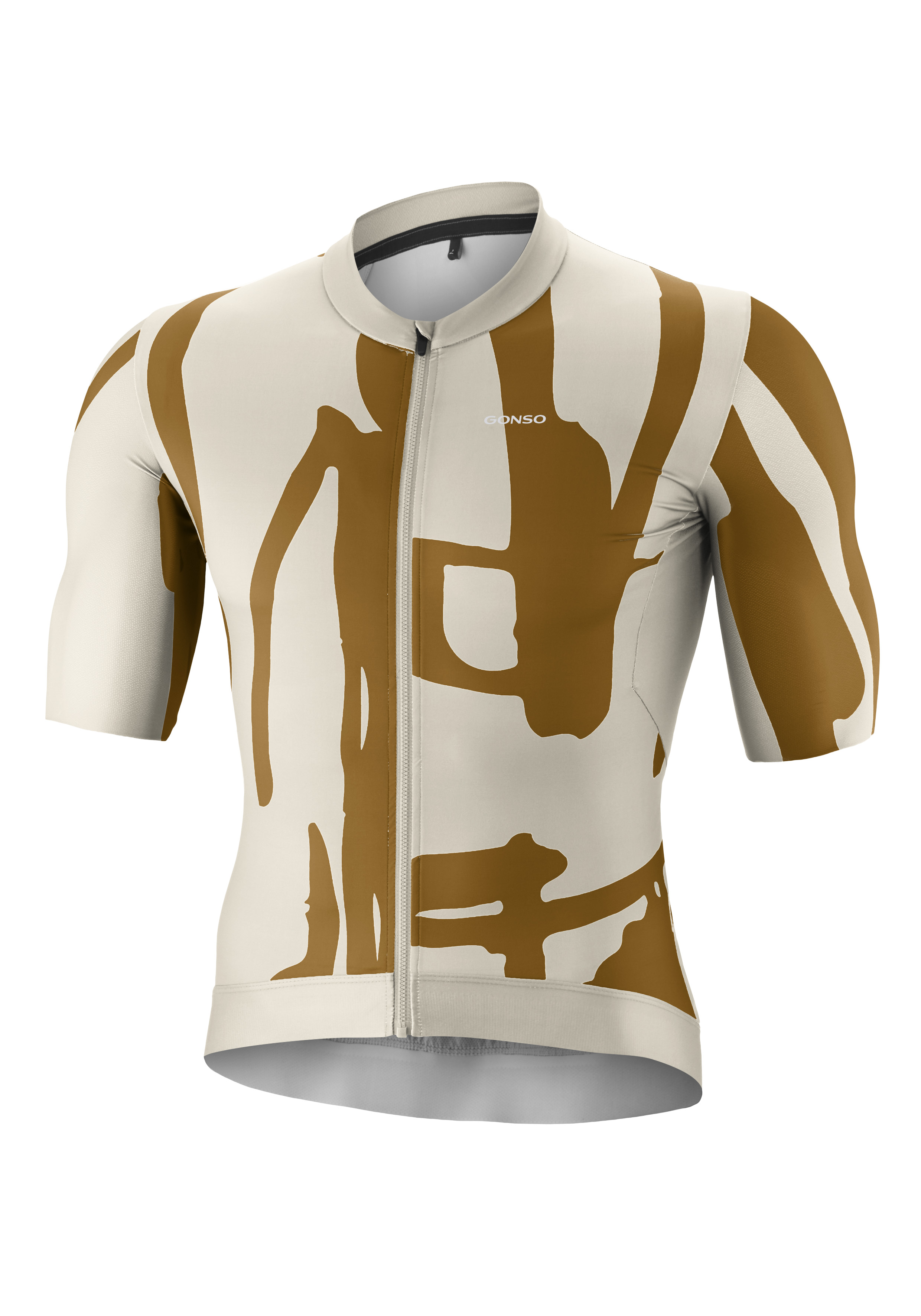 Radsporttrikot, Cycling Jersey, Frontreißverschluss, Kurzarm, Musterbraun