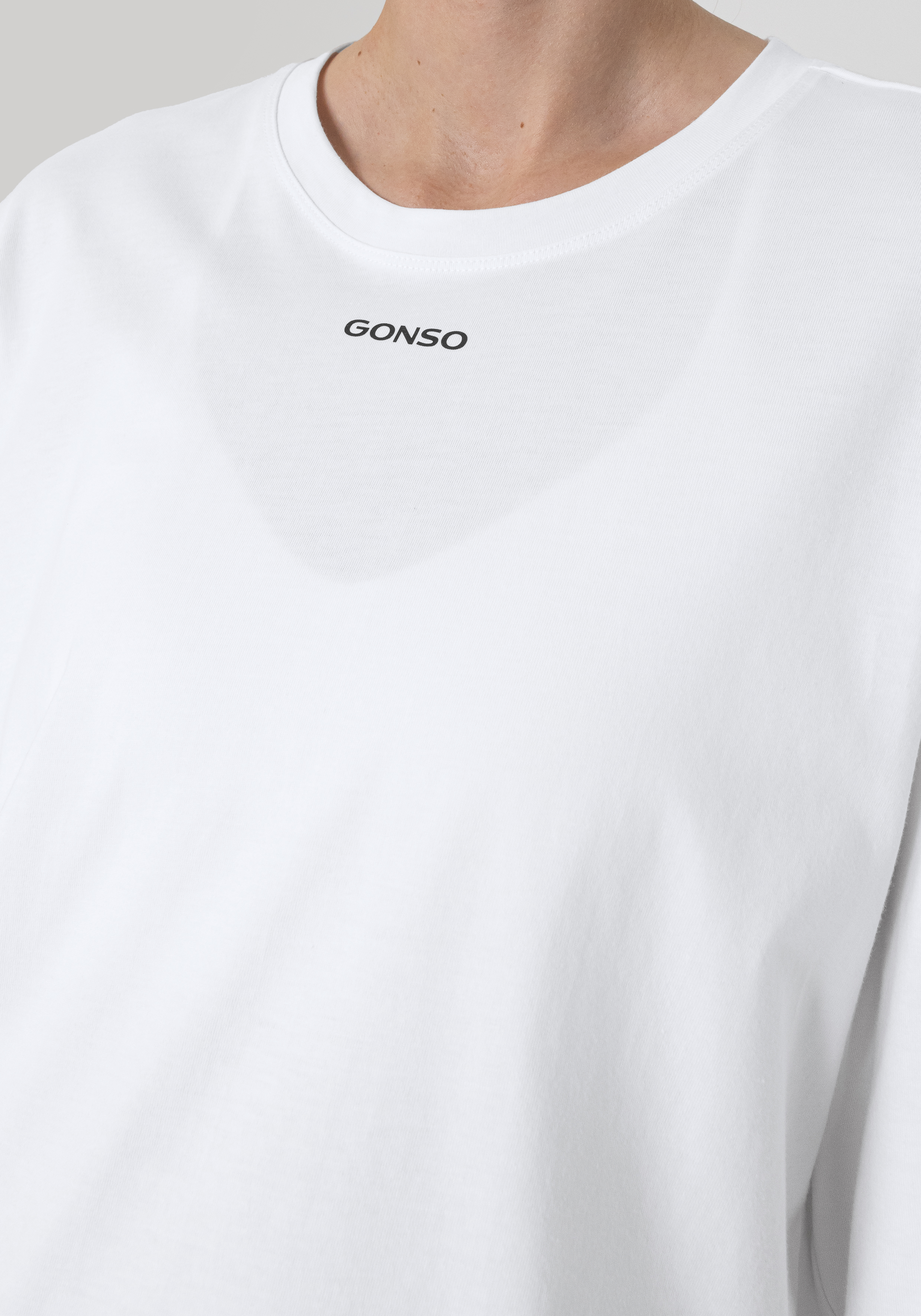 T-Shirt, Weiß, Rundhals, Einfarbig, Gonso-Logo, T-Shirt, Weiß, Rundhals, Printlos, Kleidung