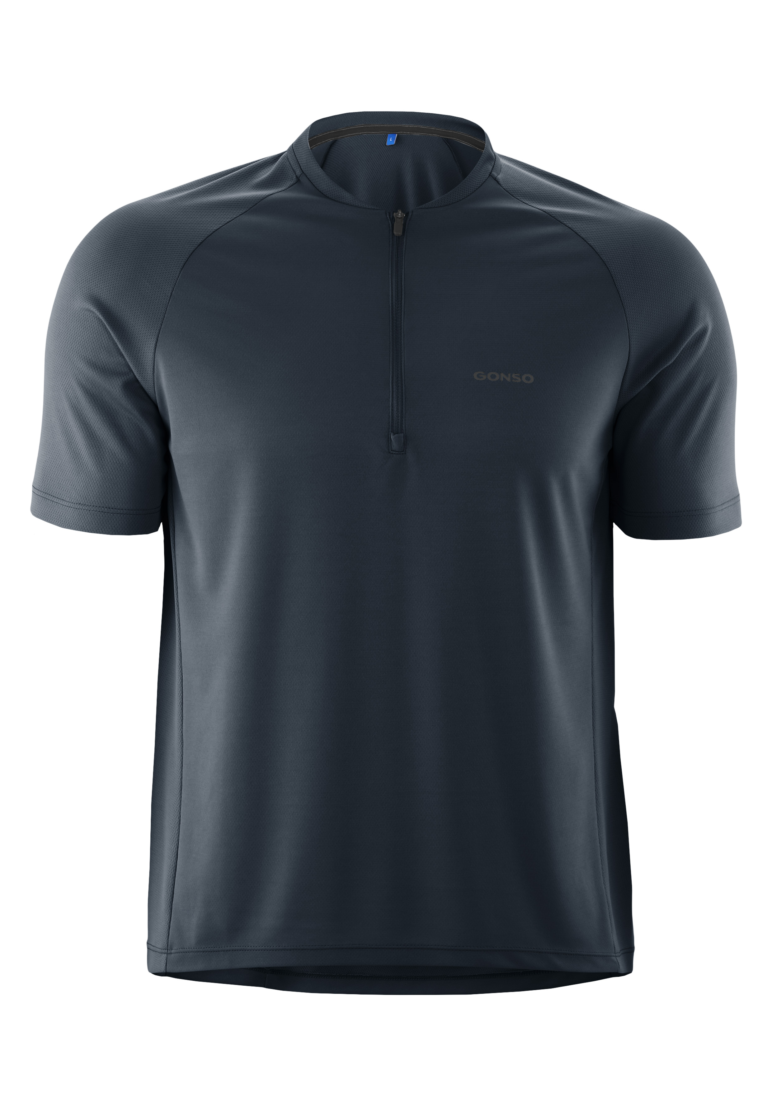 Kurzarmshirt, Zip-Hals, Sportswear, Mesh-Textur, Dunkelgrau