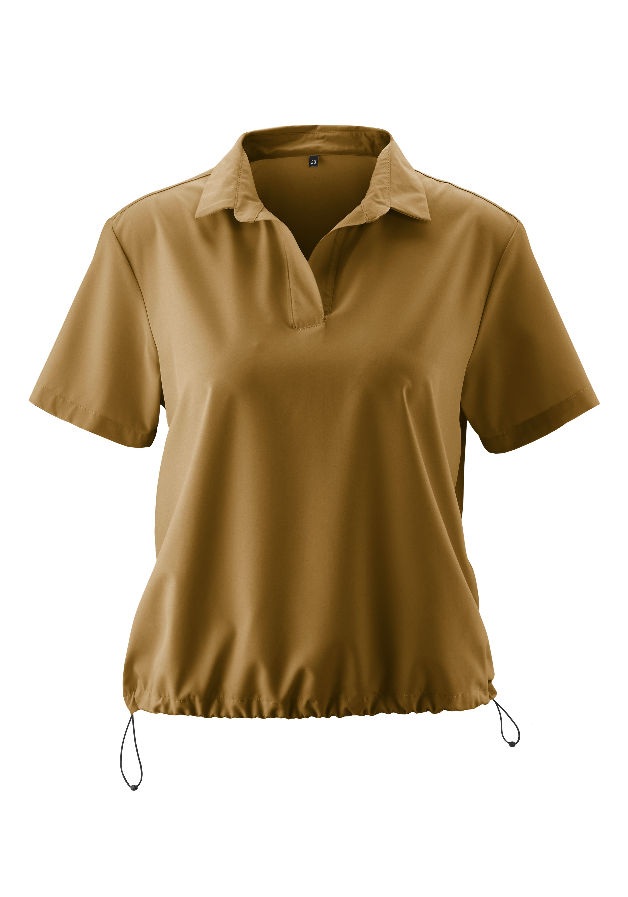 Adventure Blouse W T-Shirt, Kurzarm, Polo-Style, Kordelzug, Beige