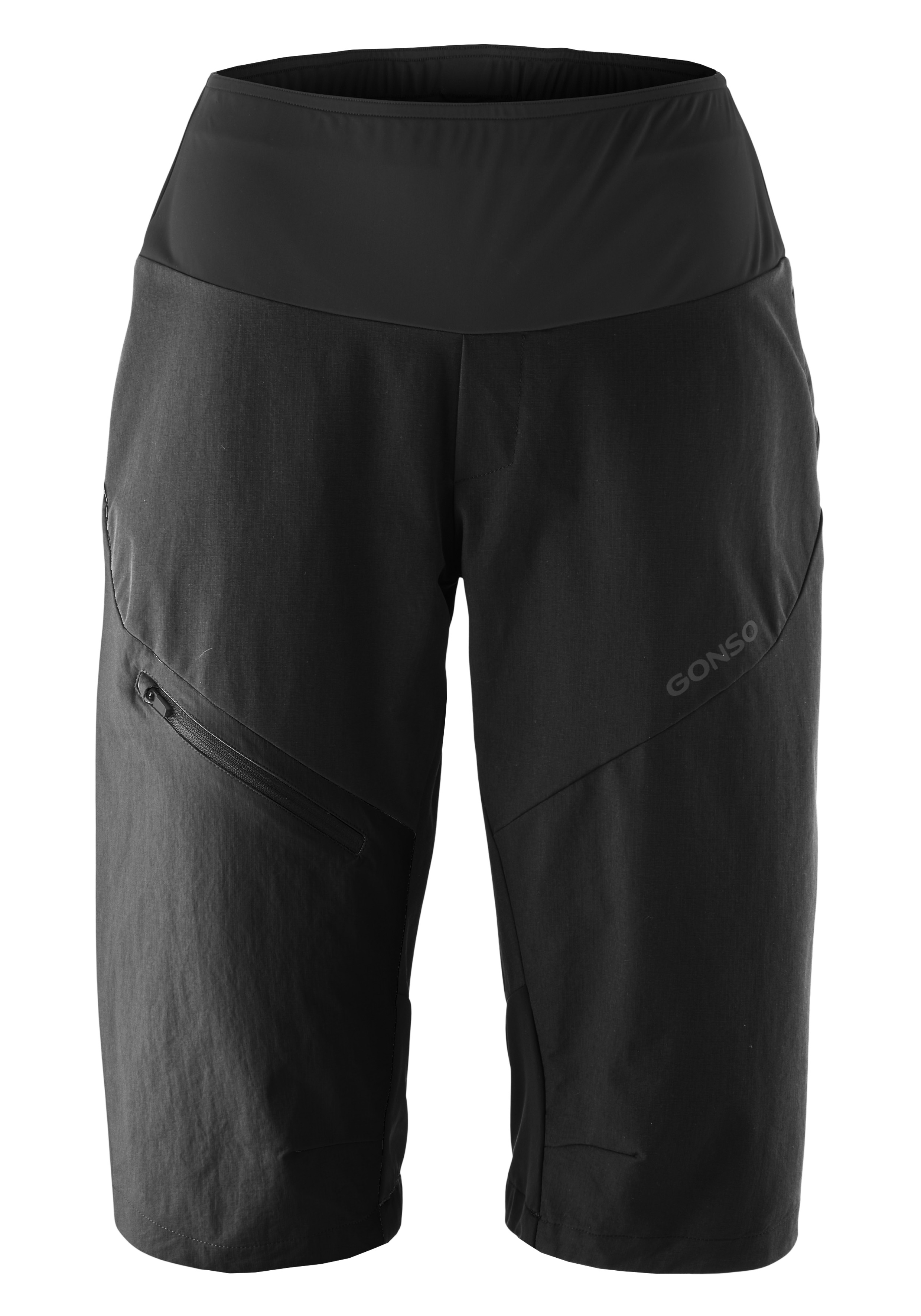 Shorts, Cargo shorts, Schwarz, Shorts mit Knie-Länge, Reißverschluss-Tasche