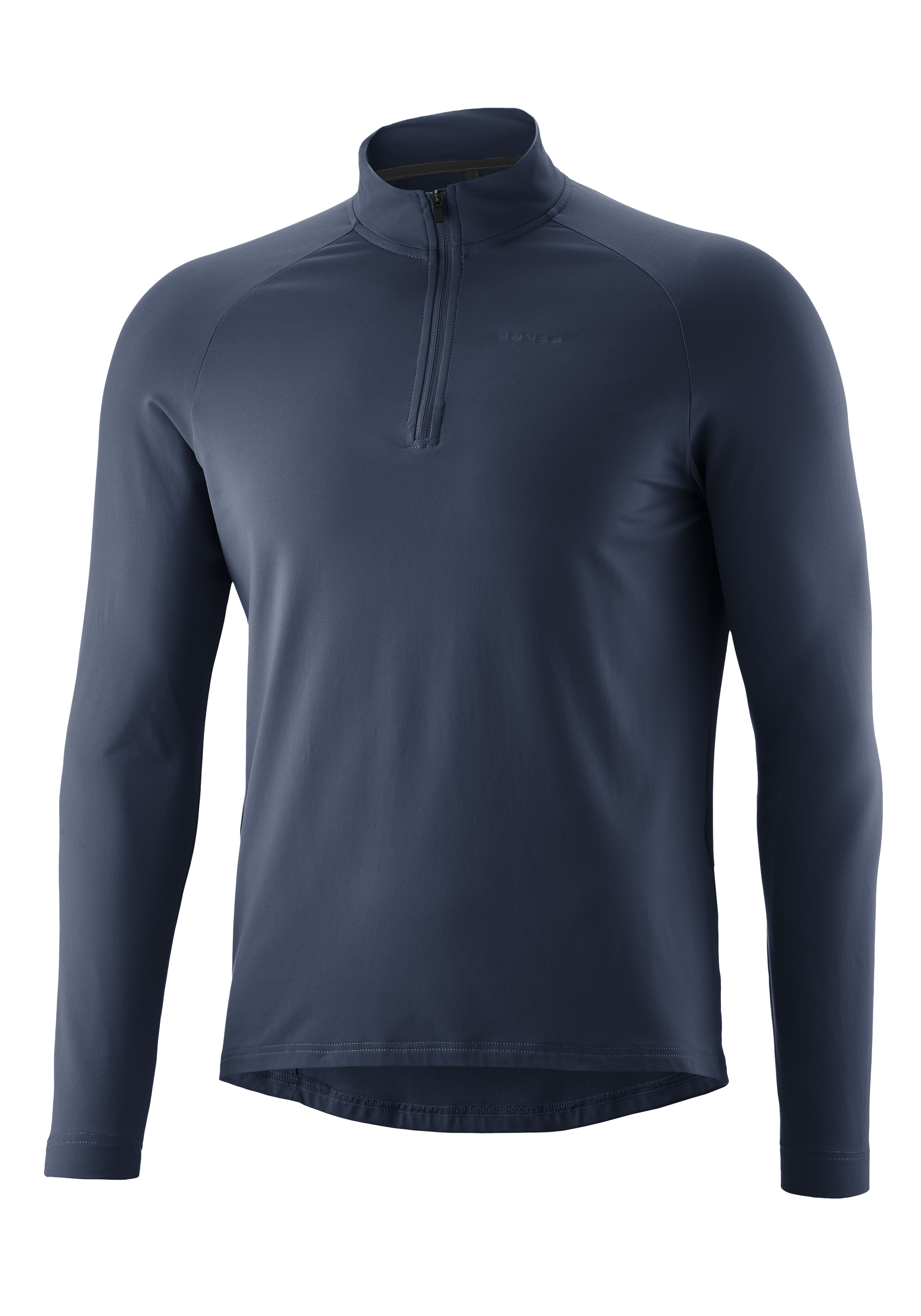 Langarmshirt, Half-Zip, Mockneck, Glatter Stoff, Navy