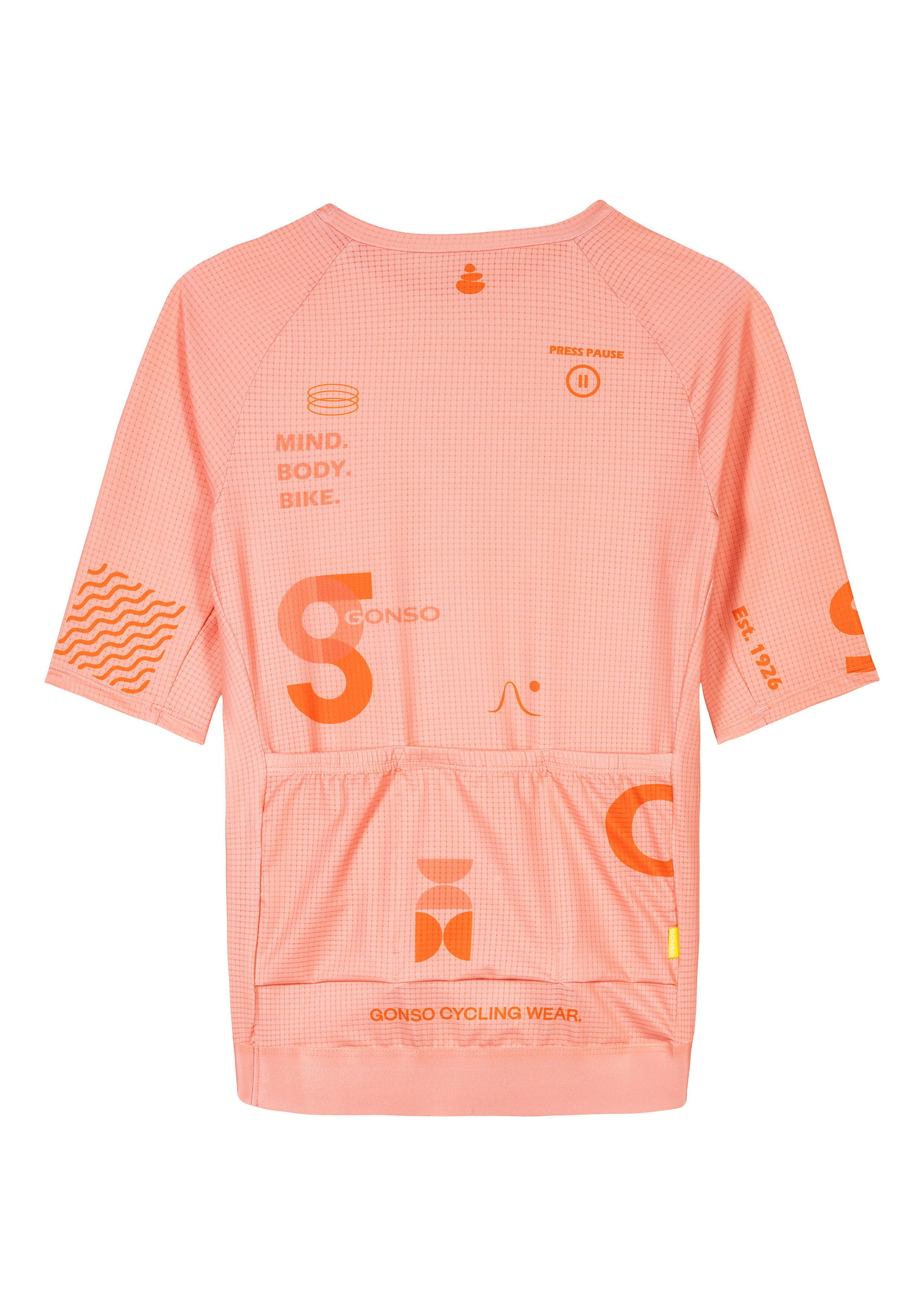  cycling jersey, short-sleeve, pink, graphic print, pockets