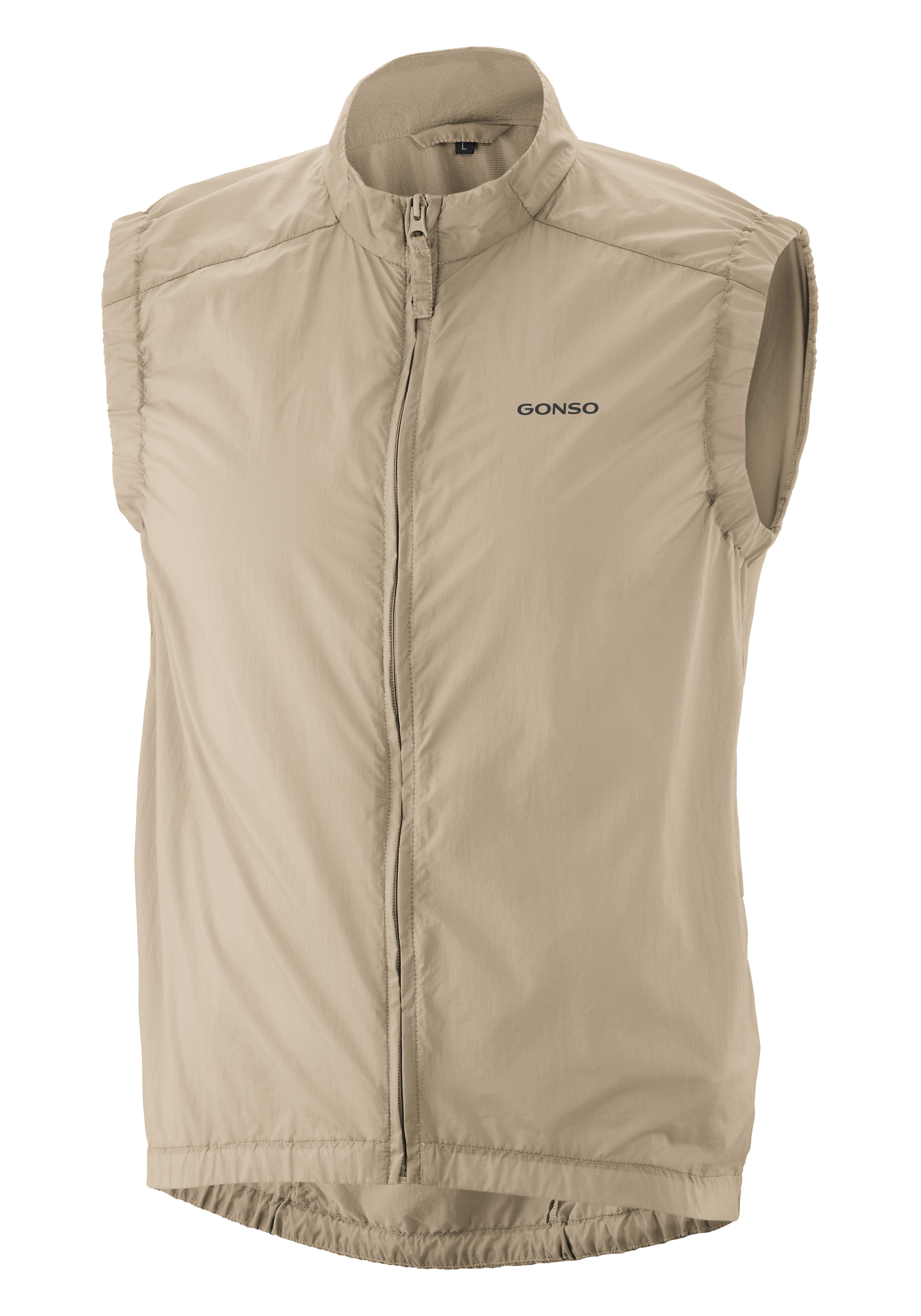 sleeveless vest, reißverschluss, gefüttert, beige, Gonso Logo