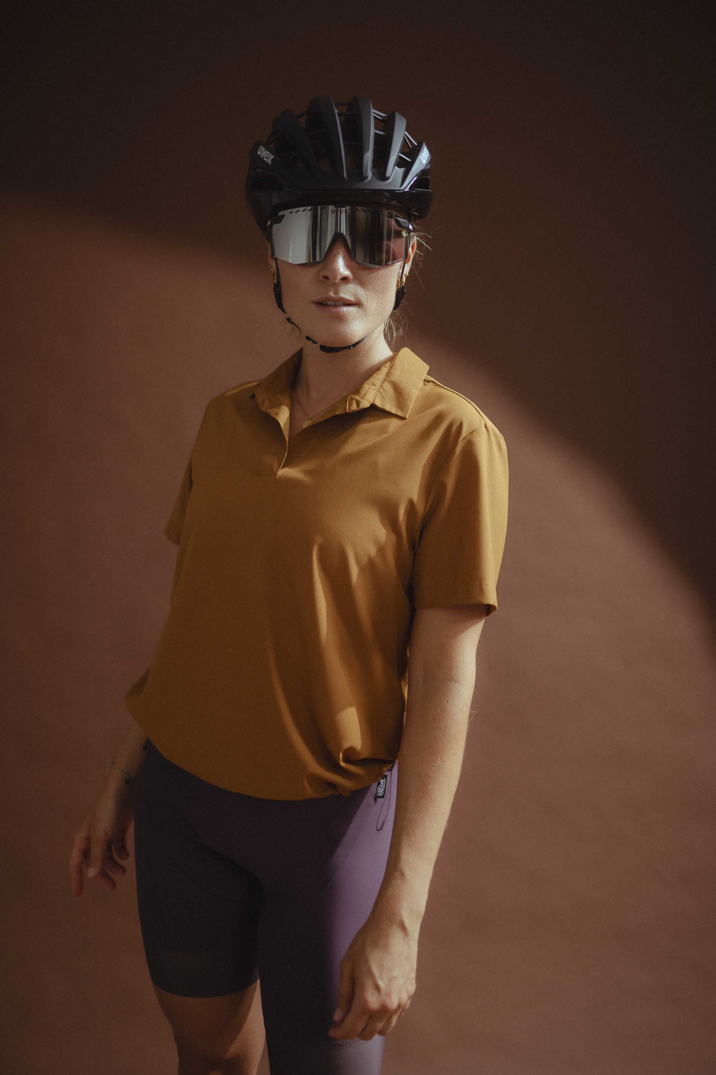 cycling, helmet, jersey, polo, shorts