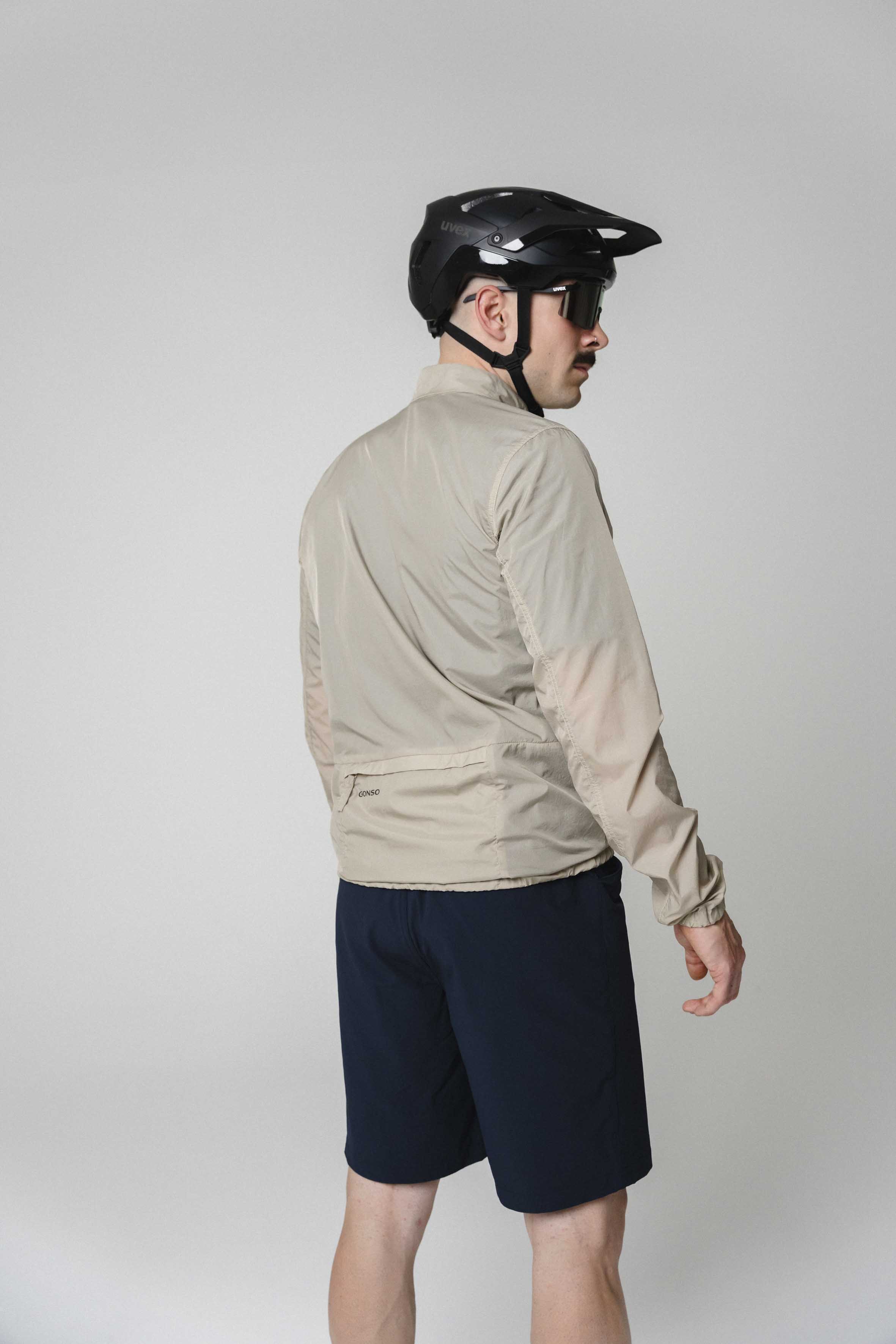 Cycling-Jacke, Beige Jacke, Windbreaker, Shorts, Helmkompatibilität
