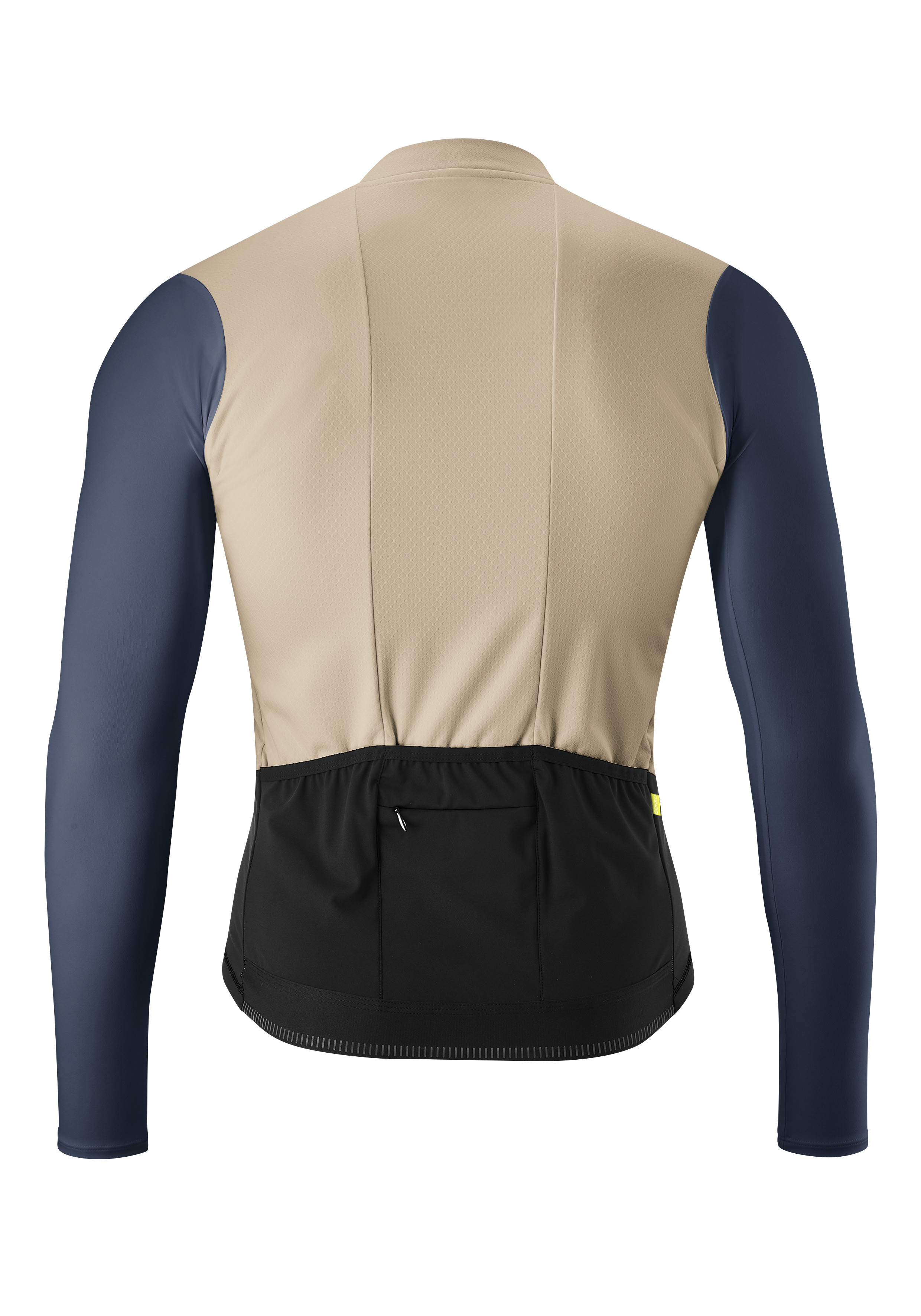  Cycling-Jersey, Langarm, Farbblock, Rückentasche, Reißverschluss-Tasche