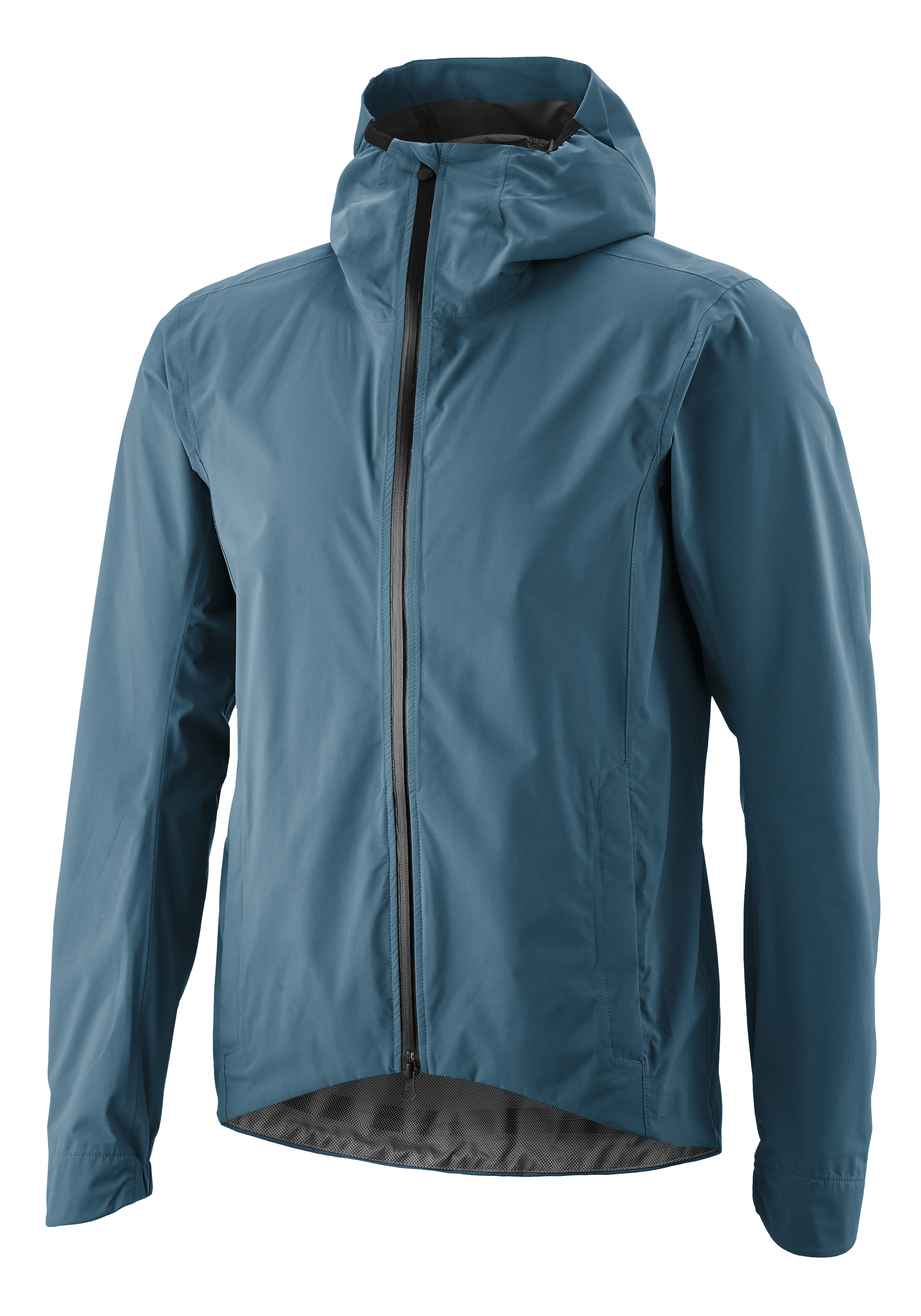 Hardshell-Jacke, Reißverschluss, Kapuze, Blau, Einzipfelung