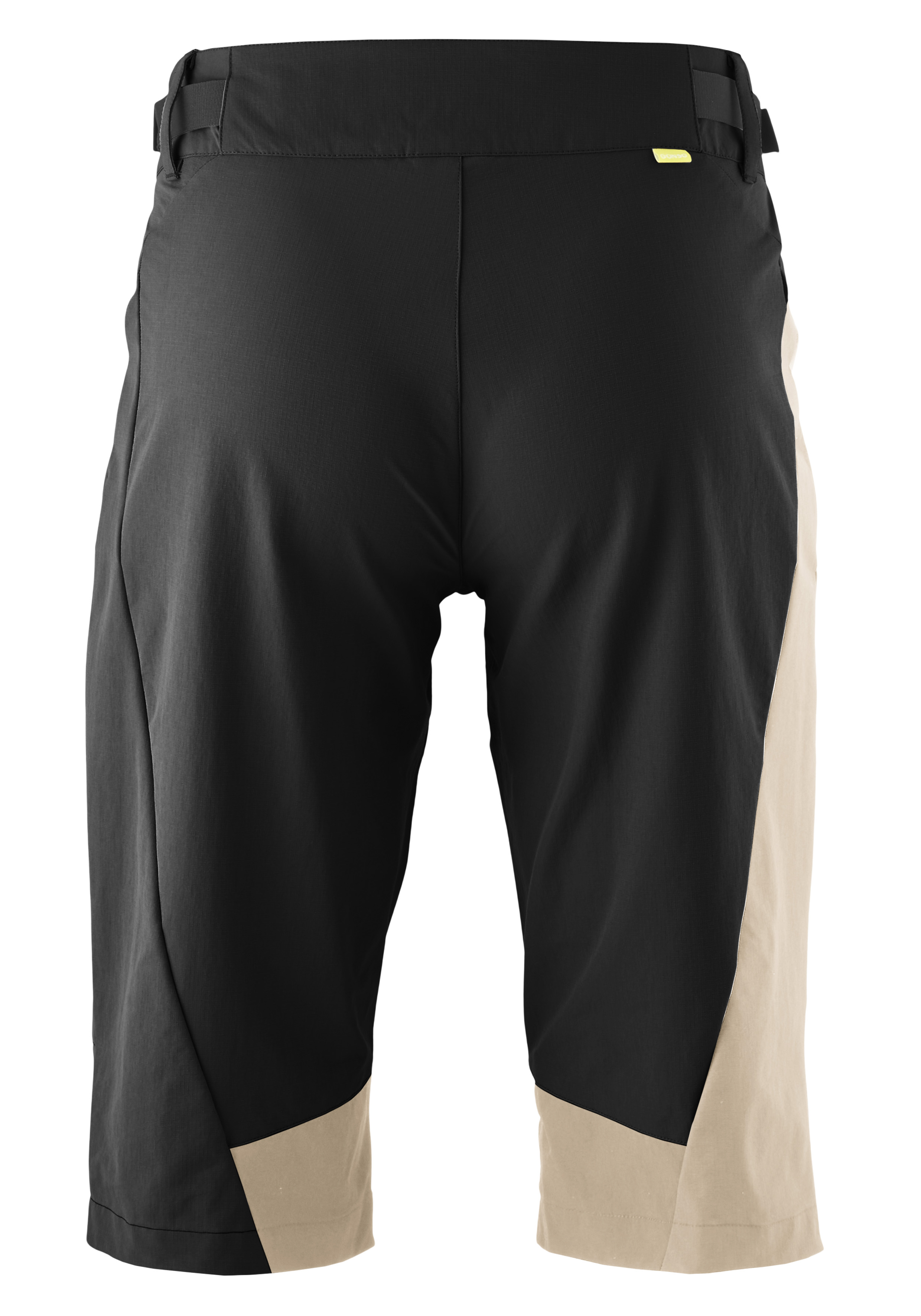 Kurzhose, Bermuda, Schwarz, Beige Akzente, Elastischer Bund