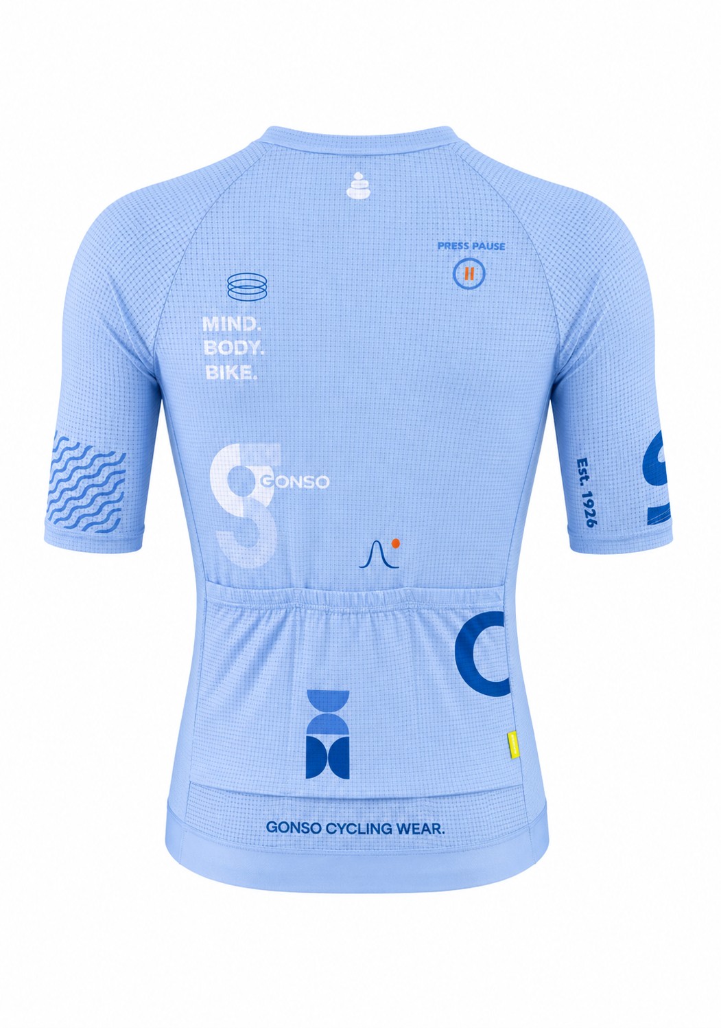 Radsporttrikot, Kurzes袖, Rennradtrikot, Meshstoff, Cycling Wear, Radsporttrikot, Cycling Wear, Mesh-Oberteil, Kurzes Trikot, Blau, Cycling jersey, Short sleeve, Light blue, Patterned mesh, Back pocket