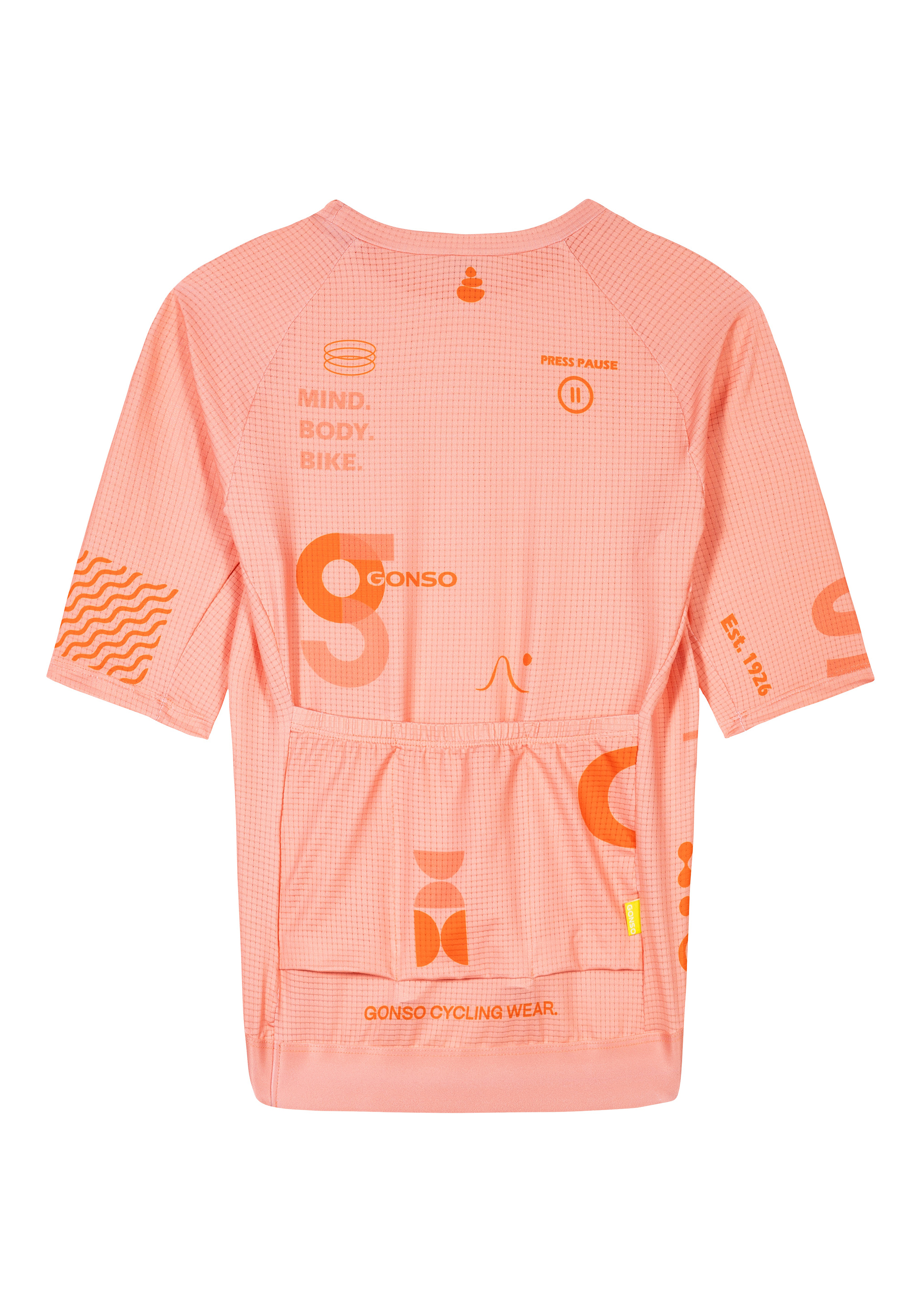 jersey, cycling, shortsleeve, peach, graphic