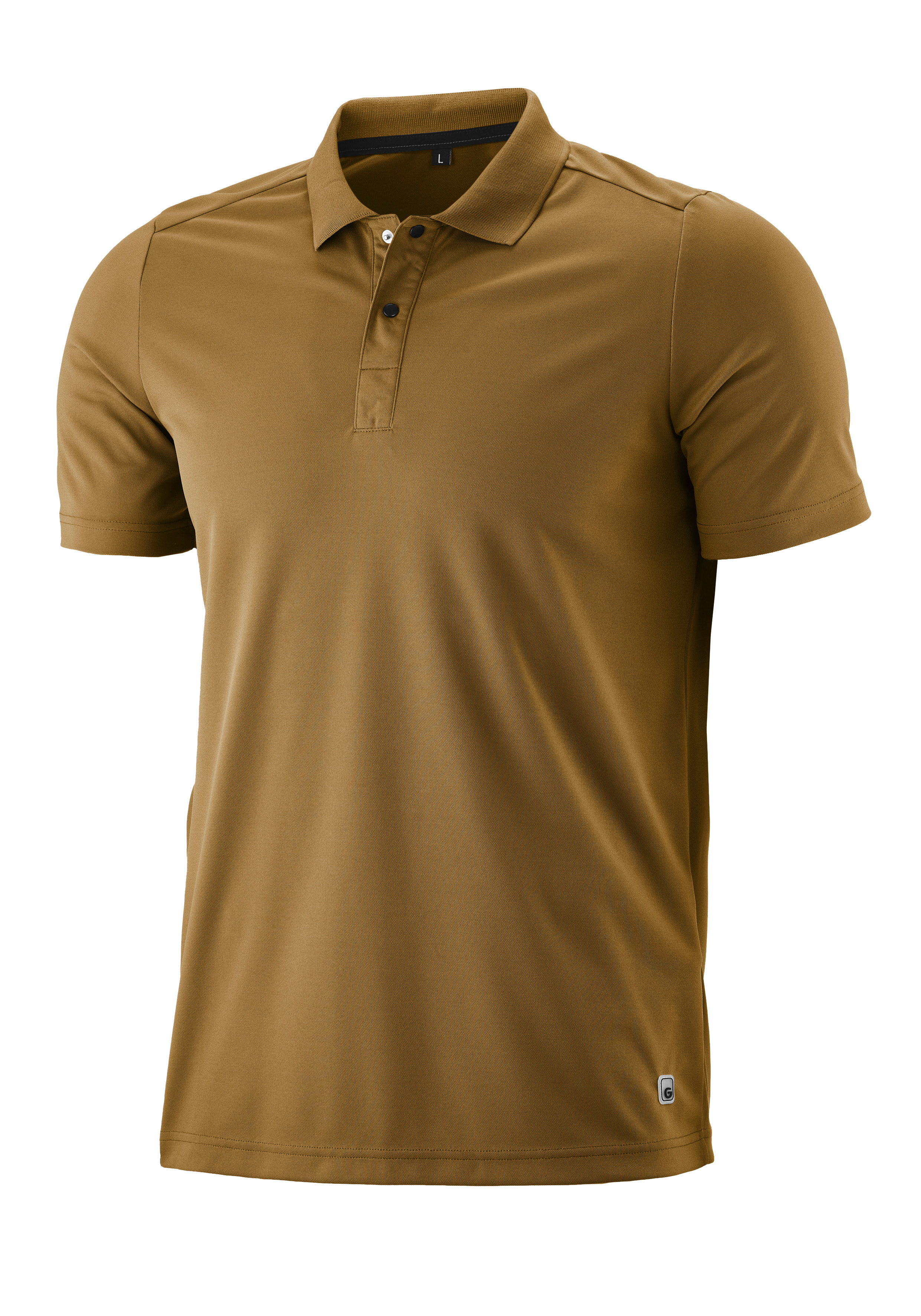 PoloShirt, Short sleeve, Camel color, Cotton/polyester, Button placket