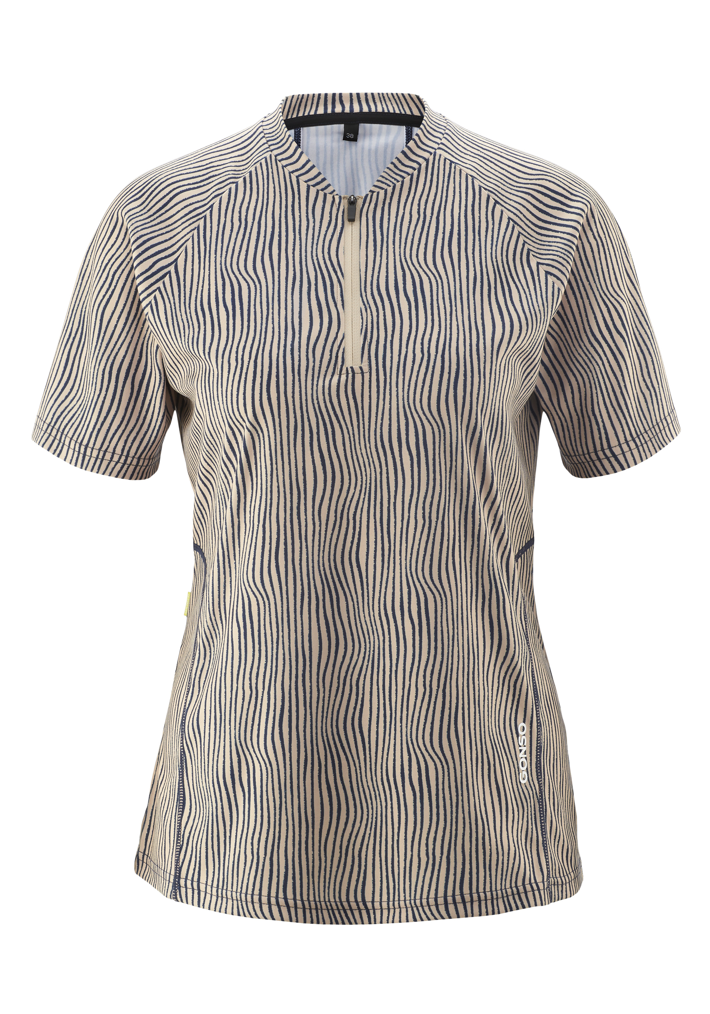 Adventure Jersey Soft Touch W Hemdblusenkleid, Streifen, Zweiteiliger Kragen, Kurze Ärmel, Zierlinie