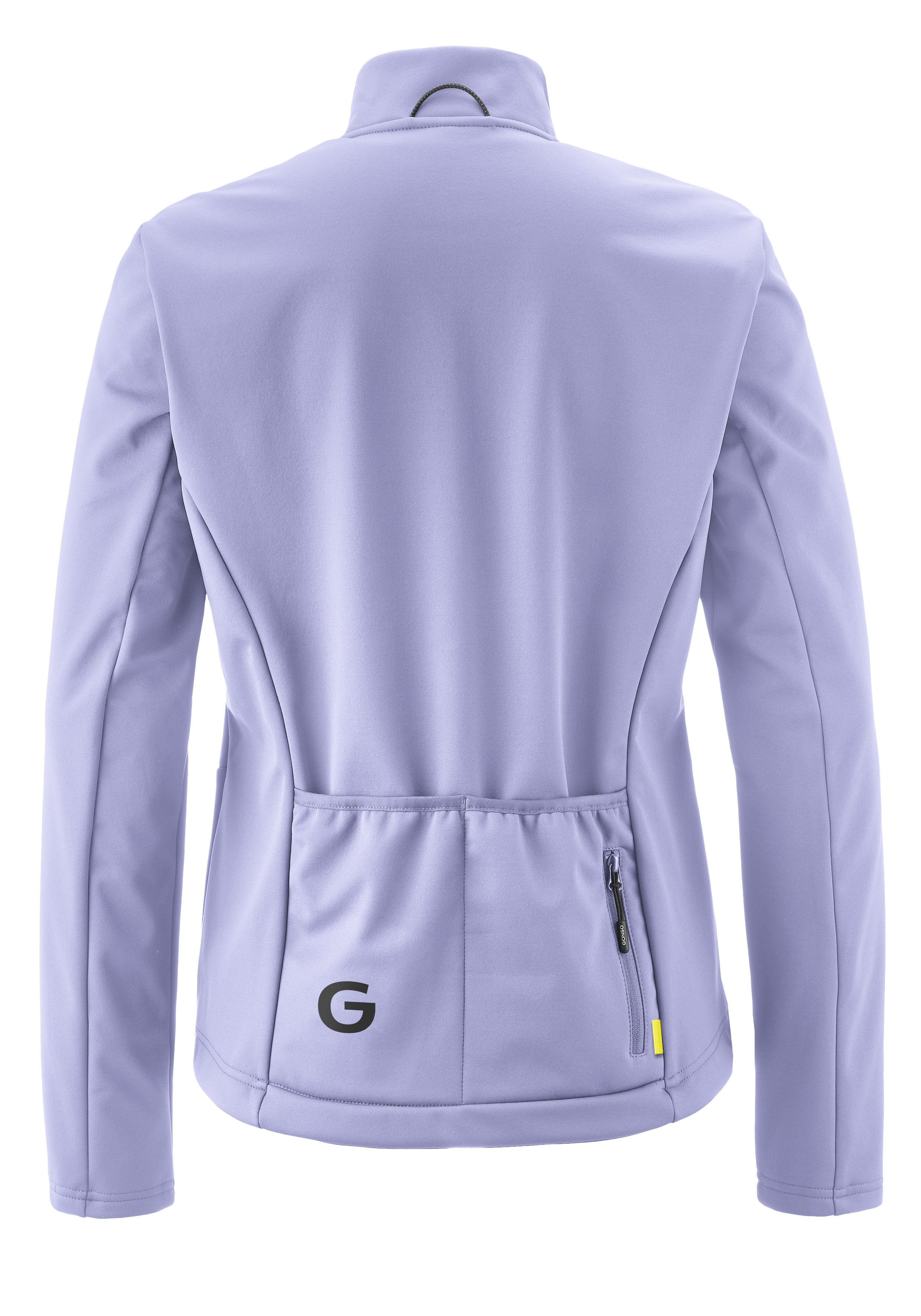 jacket, fleece, lilac, zipper pocket, back view