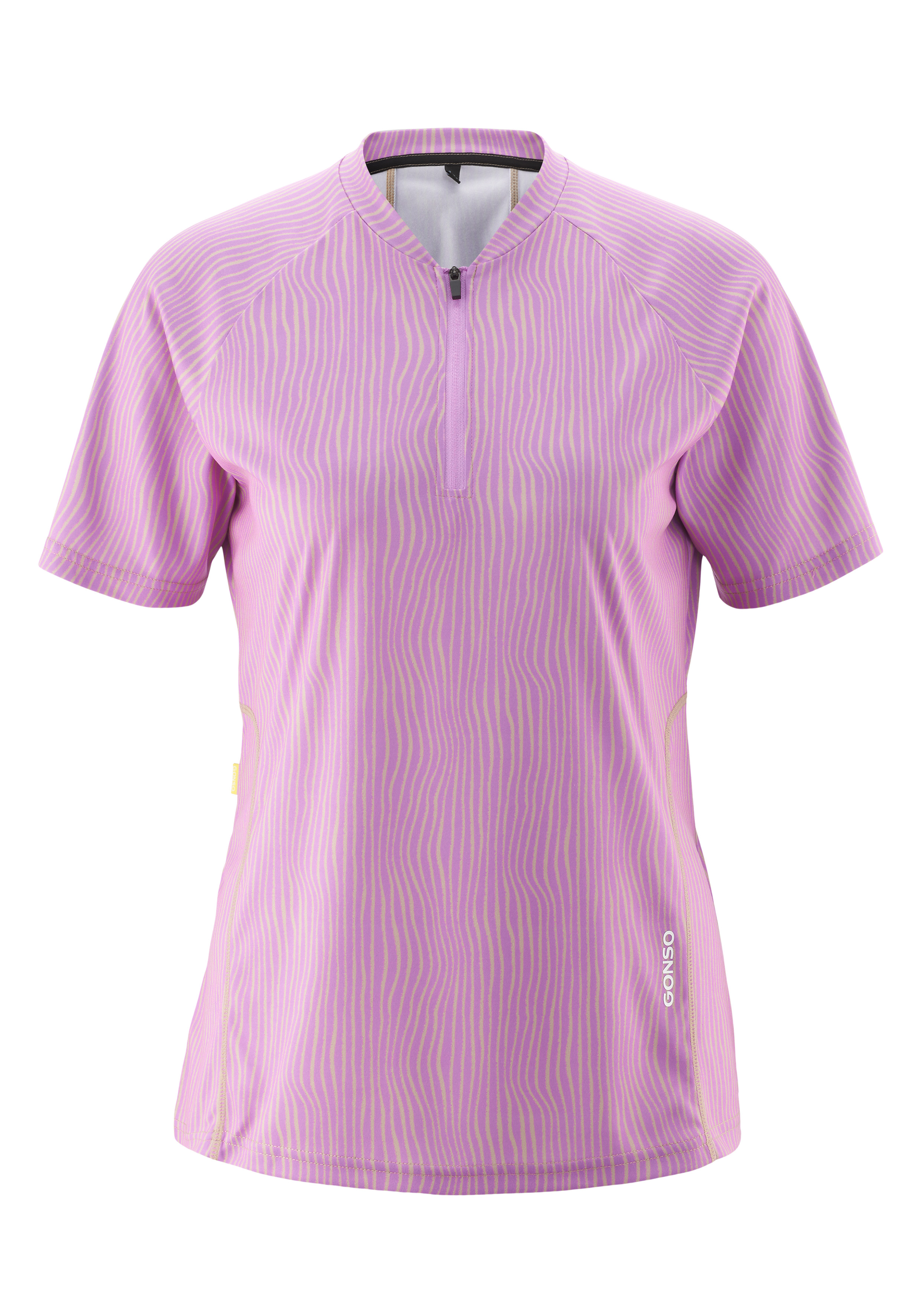 Adventure Jersey Soft Touch W Top, Kurzarm, Zebra-Print, Reißverschluss, Lilac