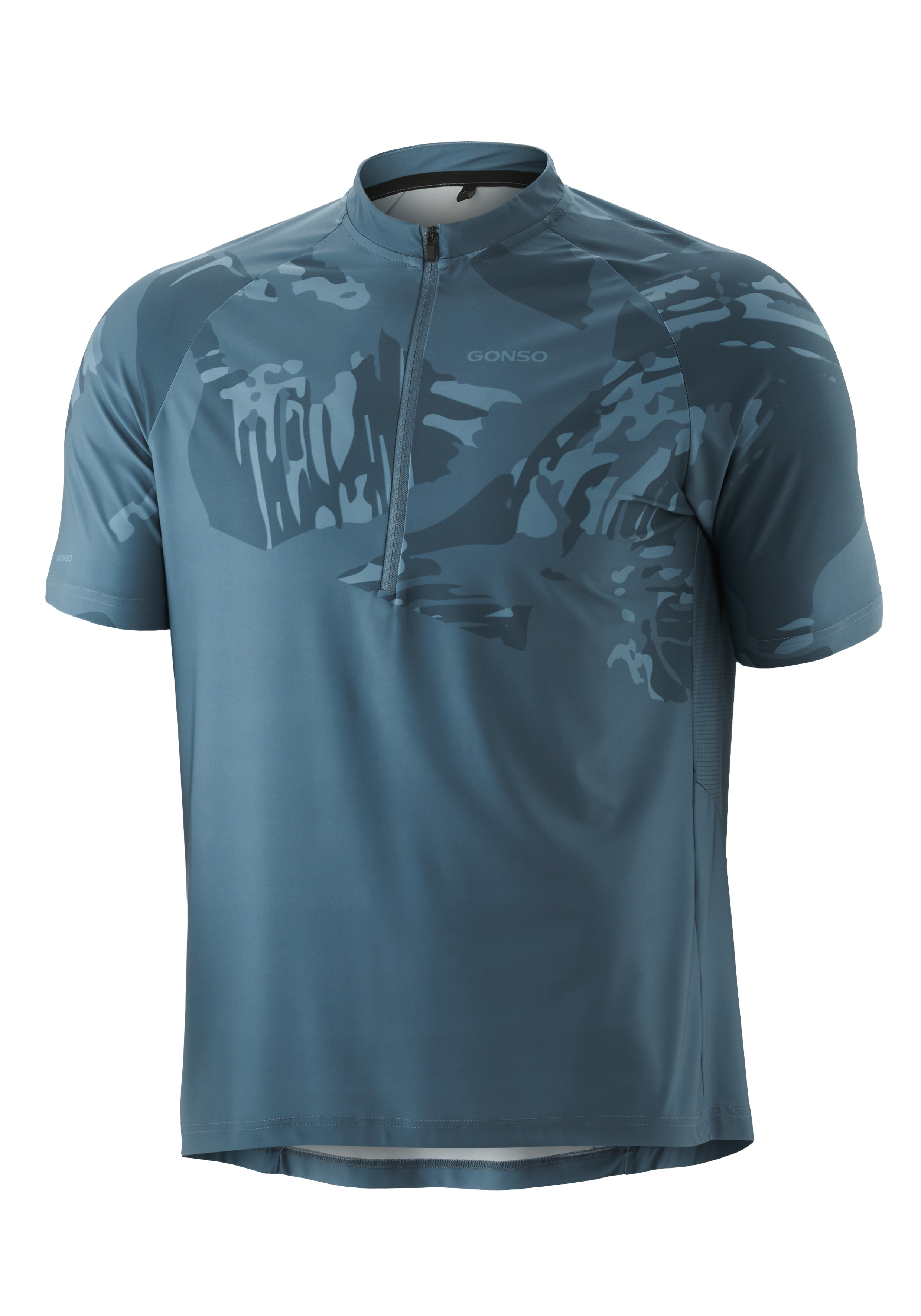 T-Shirt, Kurzarm, Reißverschluss, Camouflage, Druck/ Muster