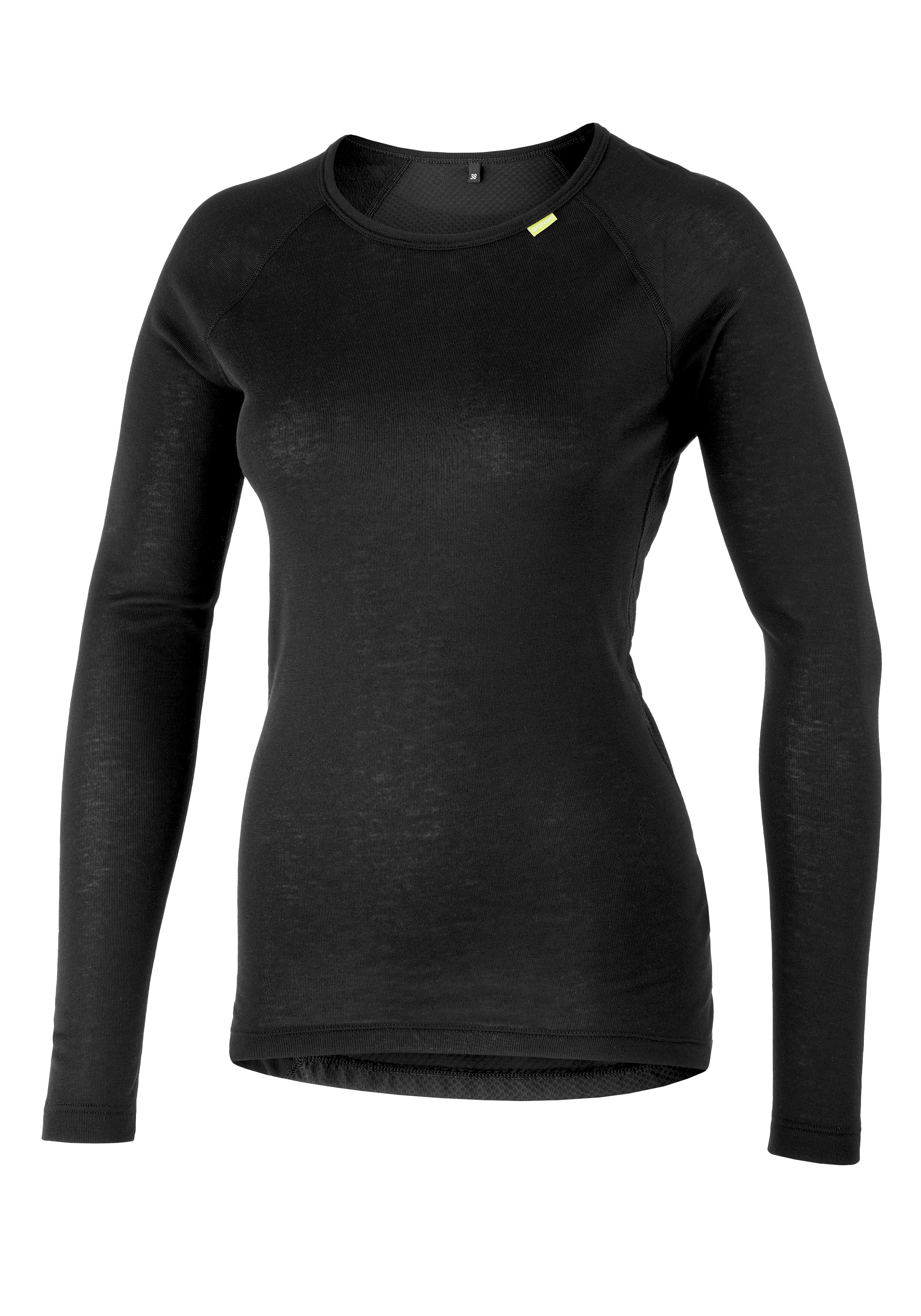 Langarmshirt, Schwarz, Rundhals, Kunstfaser, weite Passform