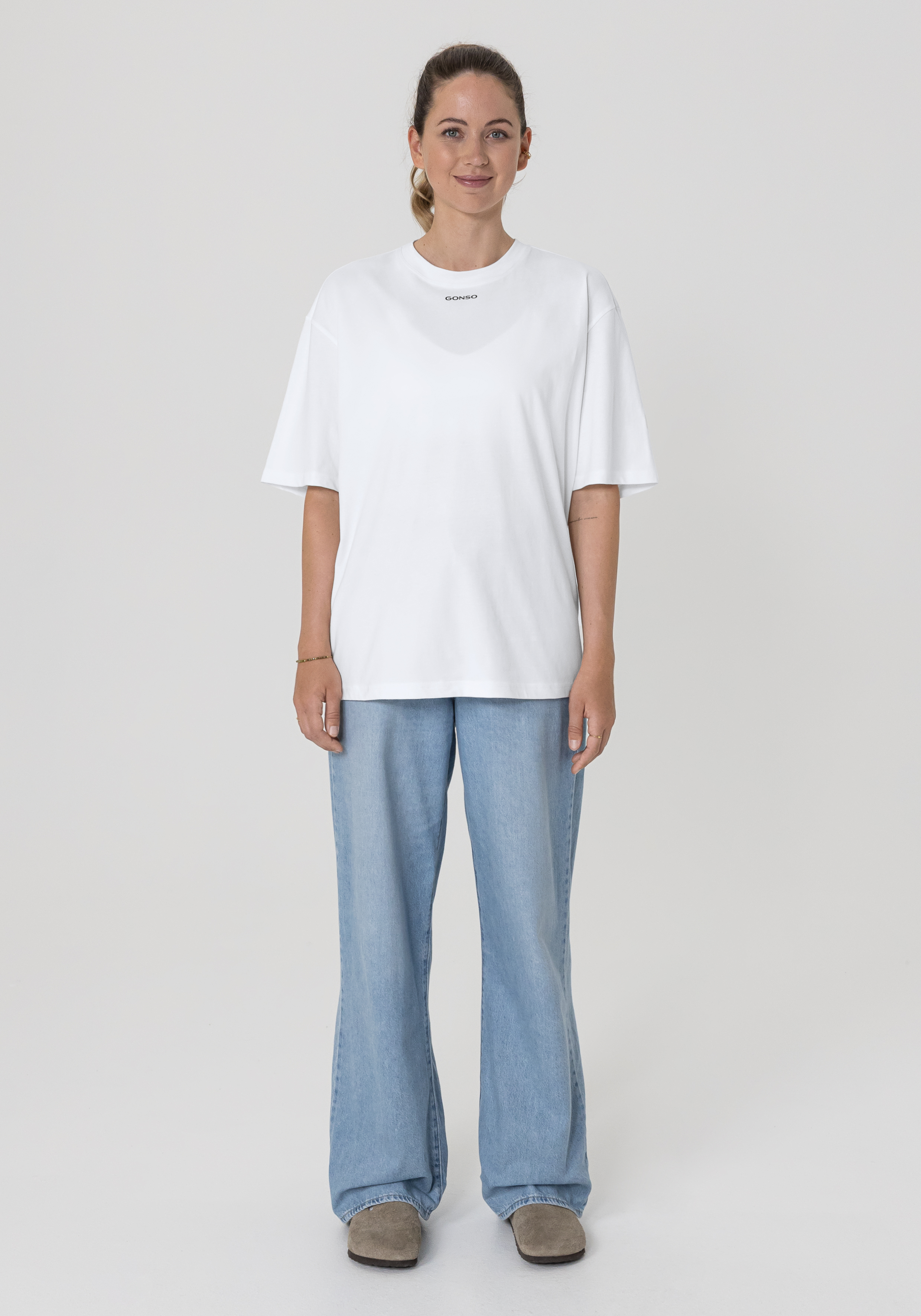 Off-Bike Crew Shirt T-Shirt, Weiß, Kurzarm, Rundhals, Basic, T-Shirt, Oversized, Rundhals, Weiß, Kurzarm, T-Shirt, weiß, Oversized, Baumwolle, Jeanshose