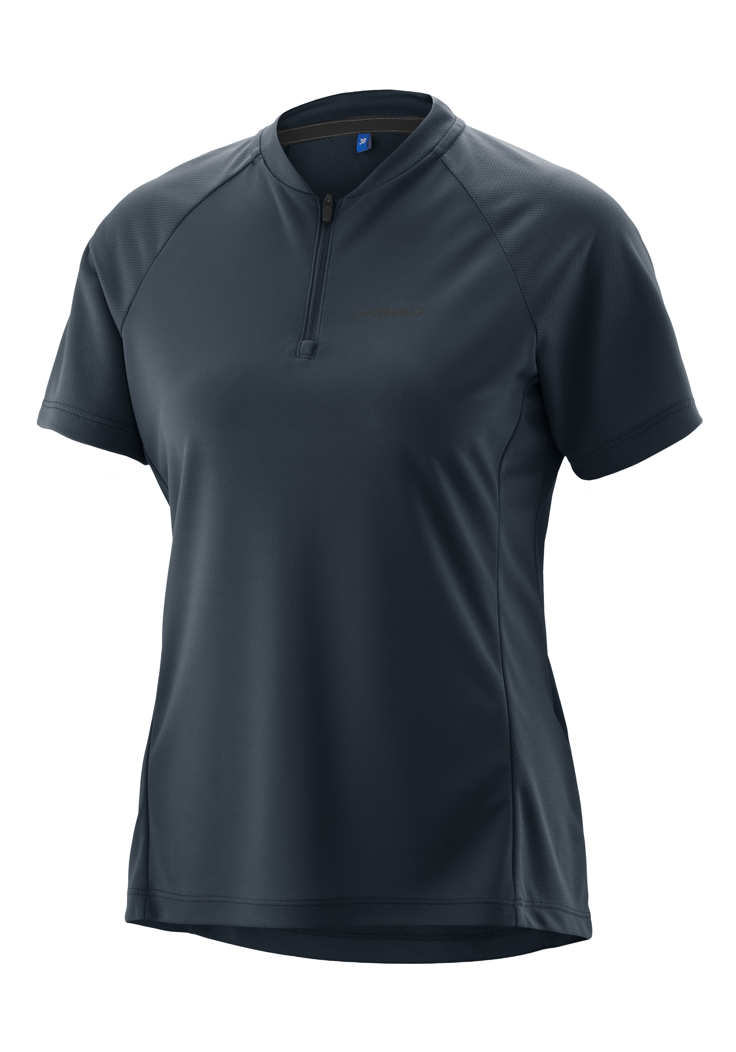 T-Shirt, Kurzarm, Mikrofaser, Reißverschluss, Rundhals