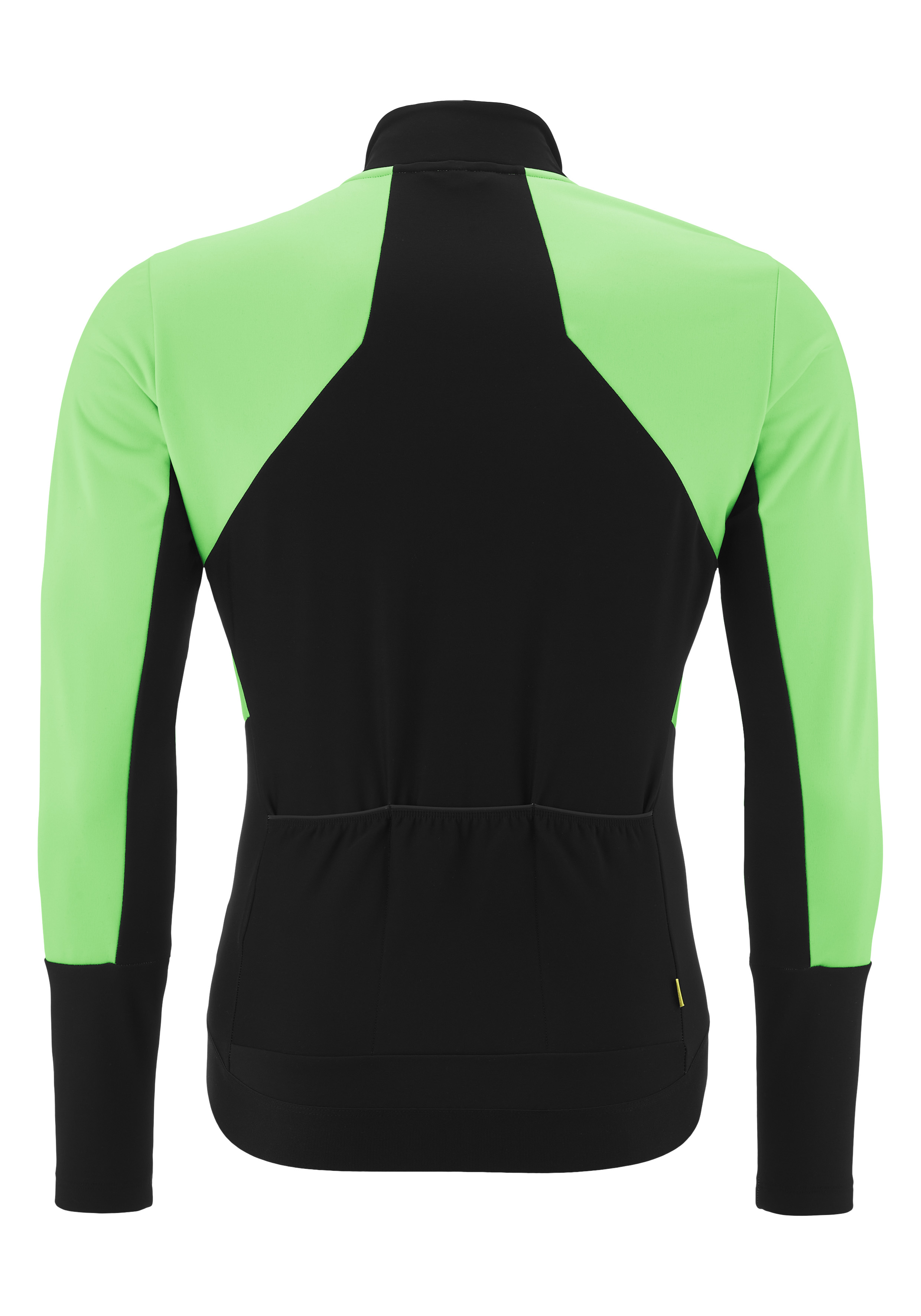 Radhose, Fahrradtrikot, langer Arm, Neon-Grün, Rückenansicht