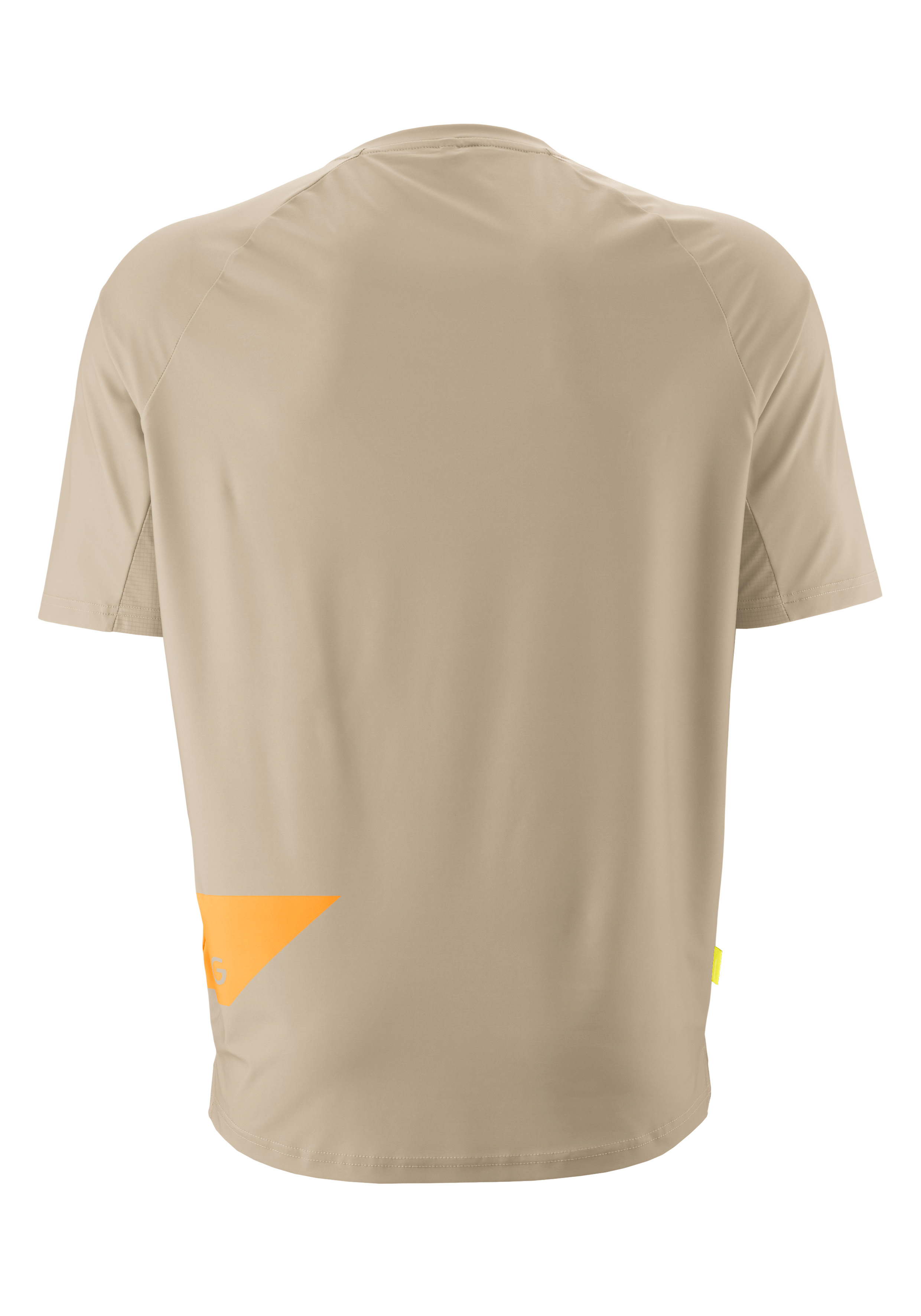Kurzarm-T-Shirt, Beige, Rückseite, Orange Akzent, Baumwolle?