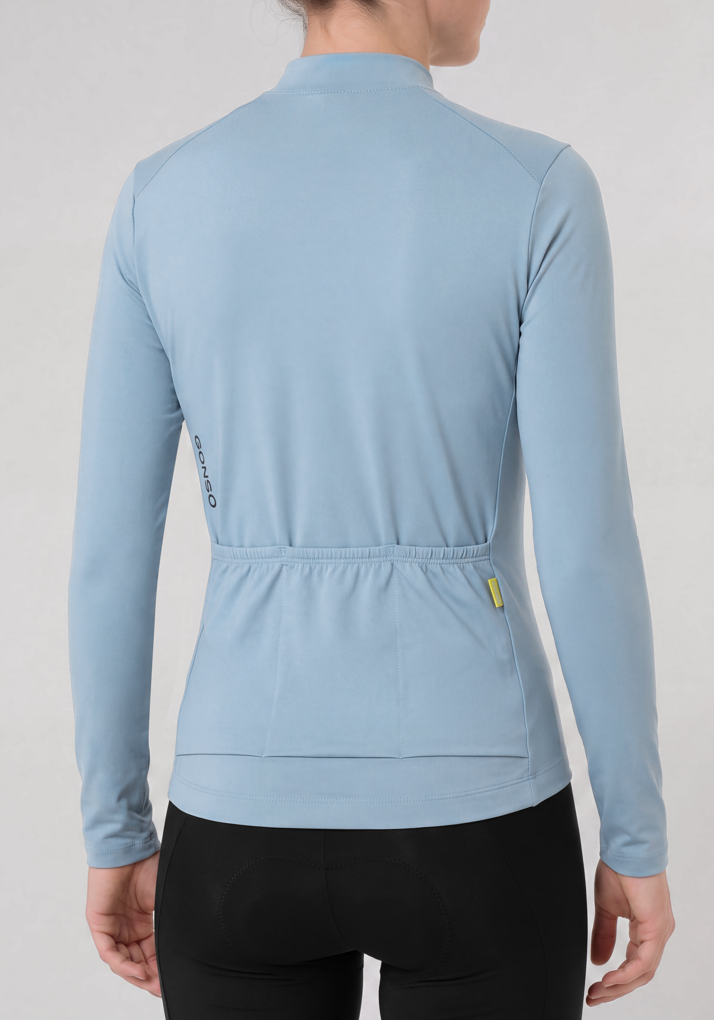 Road Jersey Longsleeve W Langarm, Jersey, Rückenansicht, Kleidung, Grau-Blue, langsame, jacke, hellblau, rückseite, elastischer saum, jacke, langarm, hellblau, sportbekleidung, back