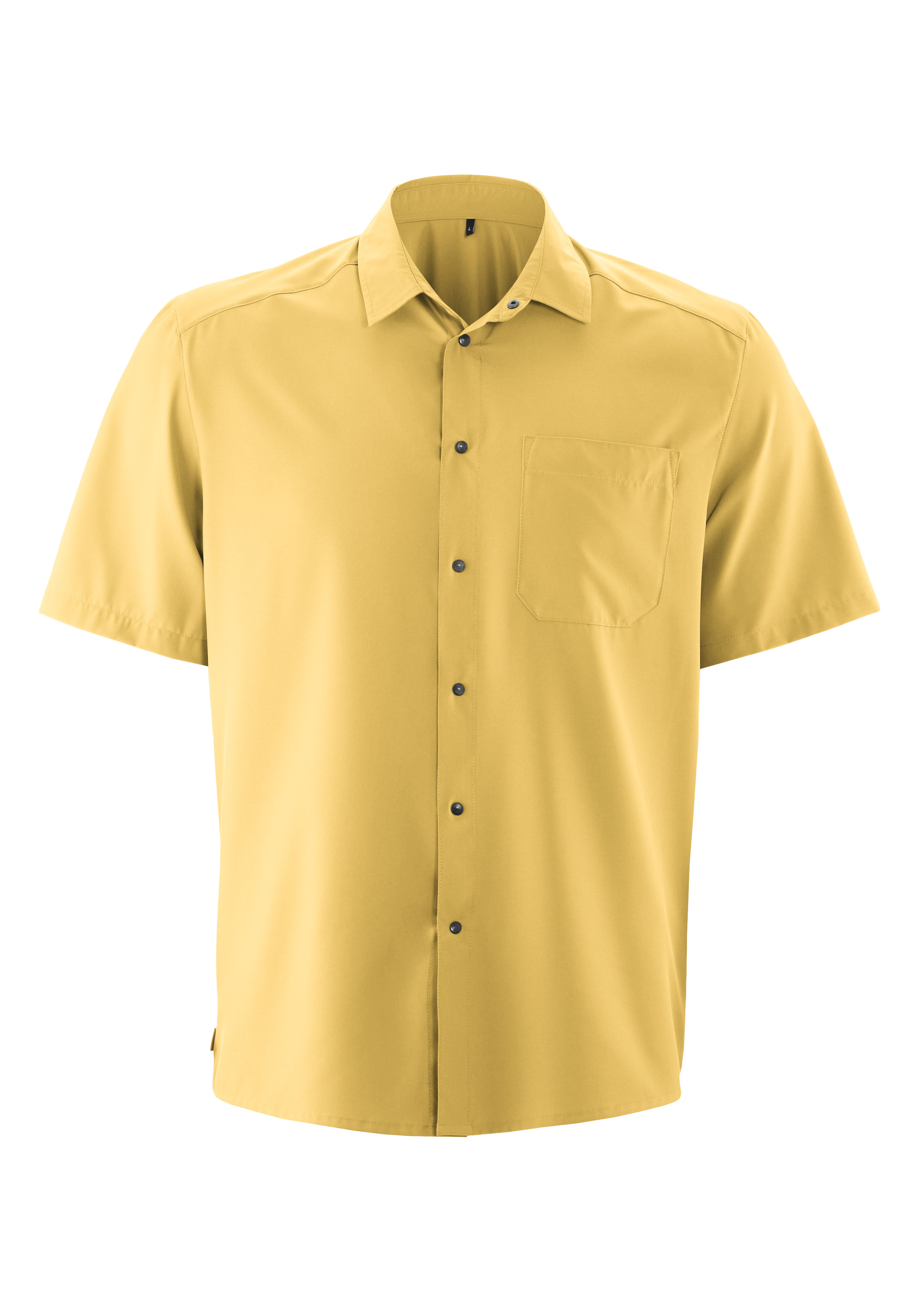 Adventure Shirt M hemden, kurzarm, gelb, einfarbig, pocket