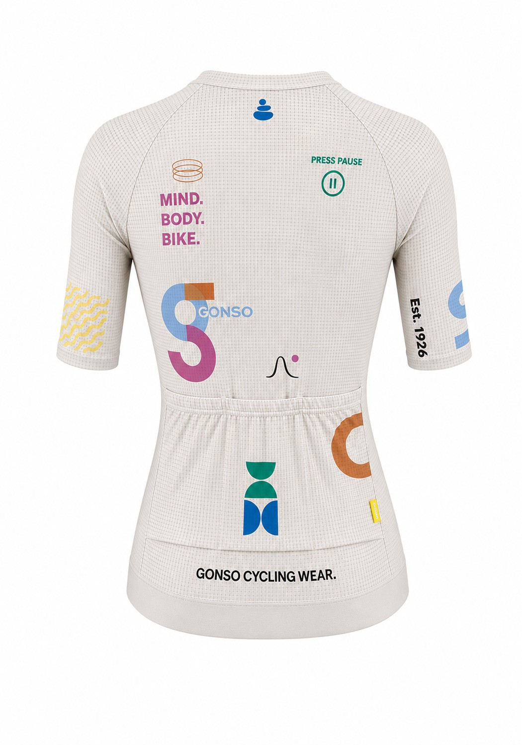 Radsport-Trikot, kurzarm, Grafikdruck, Polyester, Rückentasche