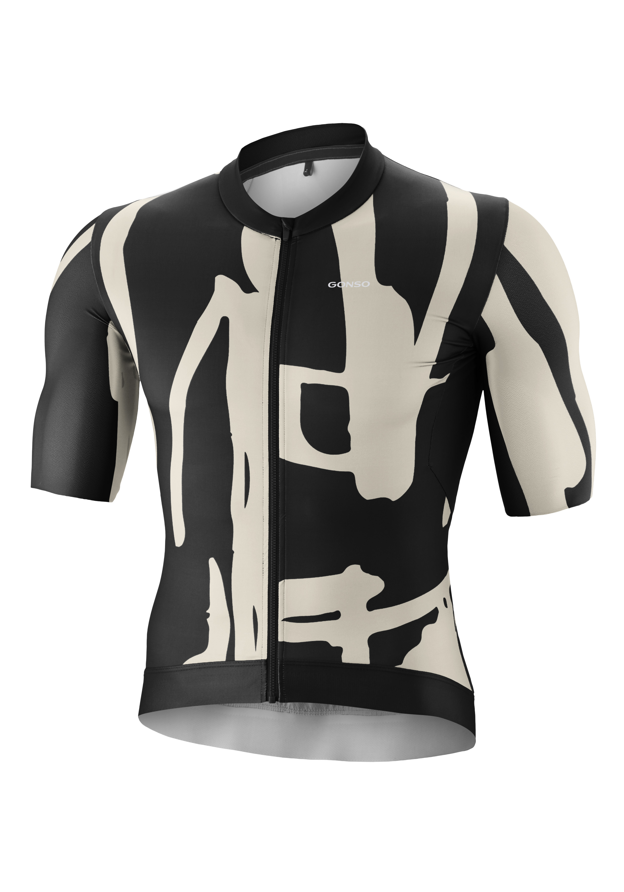 Cycling jersey, Short sleeves, Zipper, Camouflage pattern, Black beige