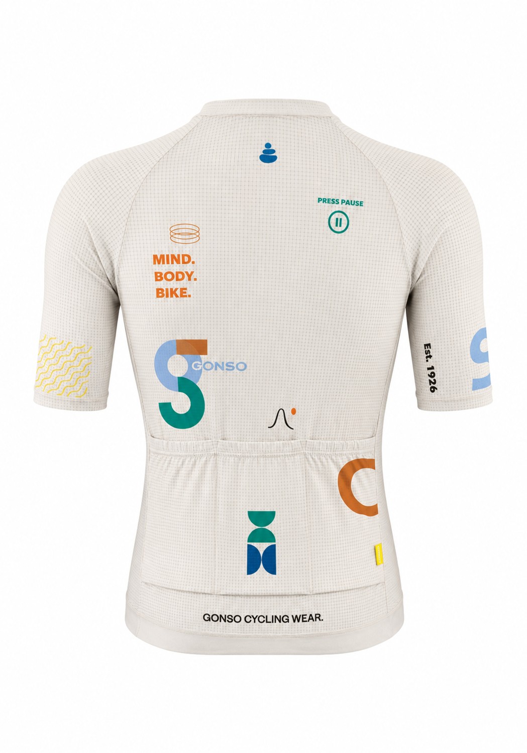 Cycling jersey, Short sleeve, Graphic patterns, Light/cream color, Gonso cycling wear